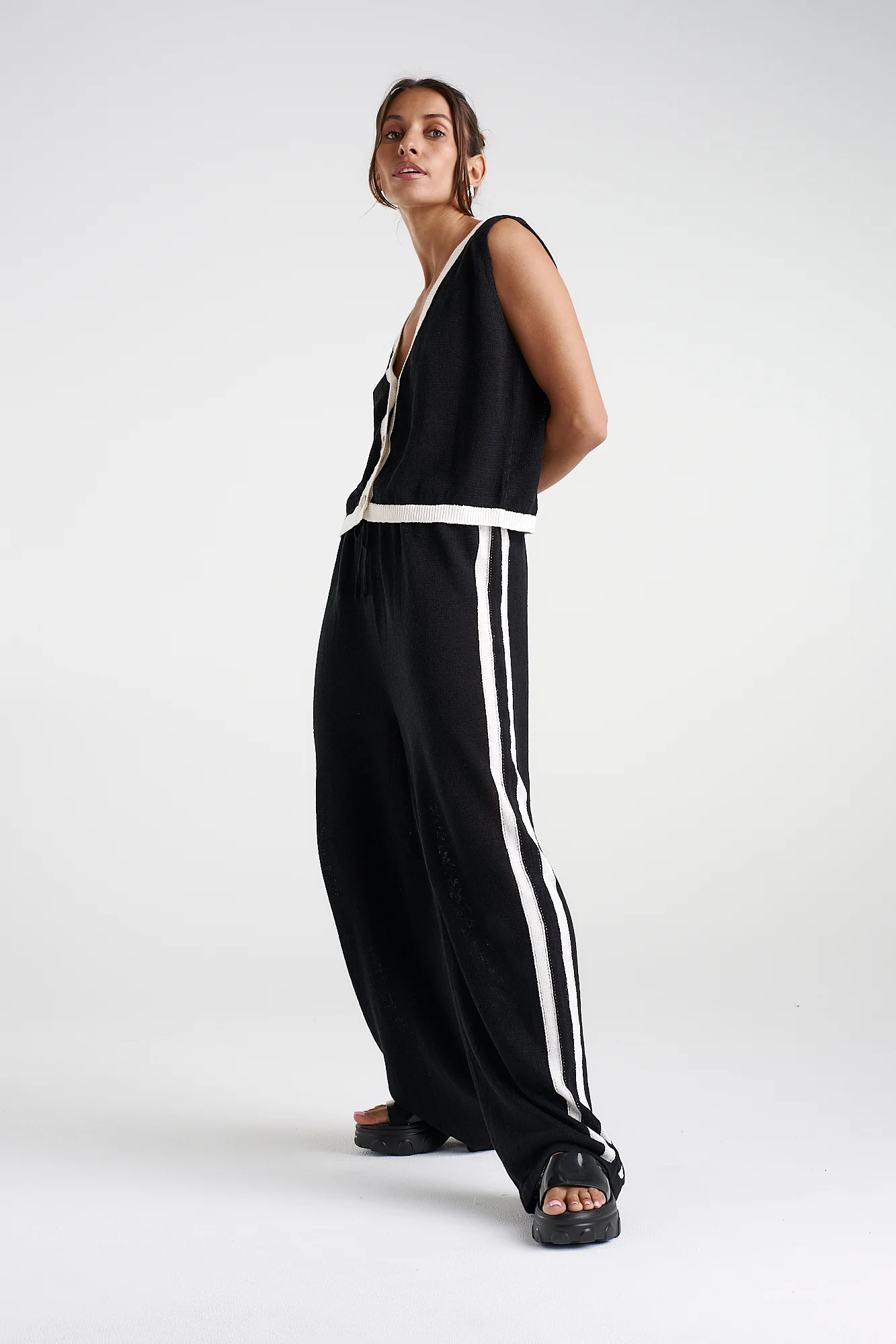 Knit Pants BLACK/CREAM STRIPE