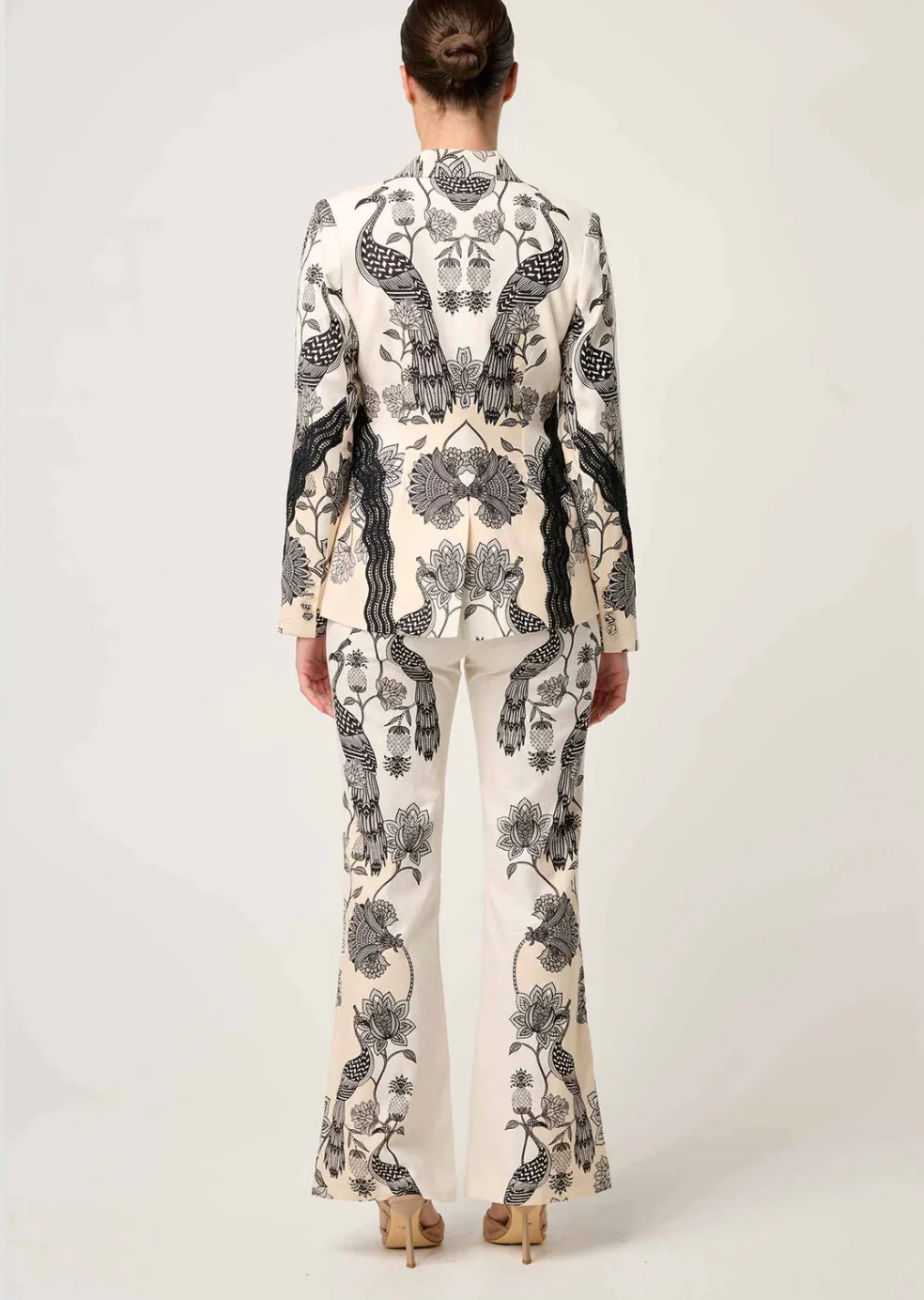 Leandro Contrast Lace Linen Viscose Blazer IMPERIAL STONE - Image 5