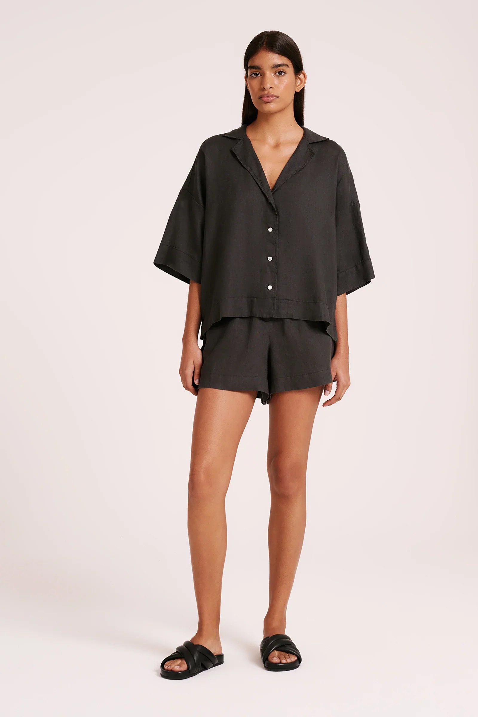 Lounge Linen Shirt COAL - Image 3