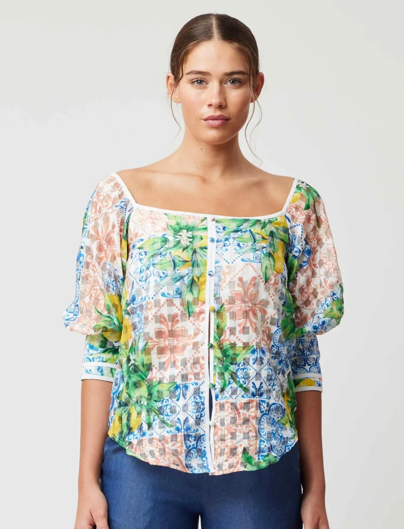 Lucia Cotton Silk Top in Limonata