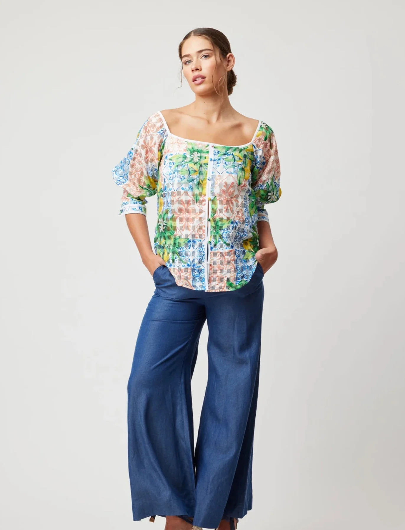Lucia Cotton Silk Top in Limonata - Image 3