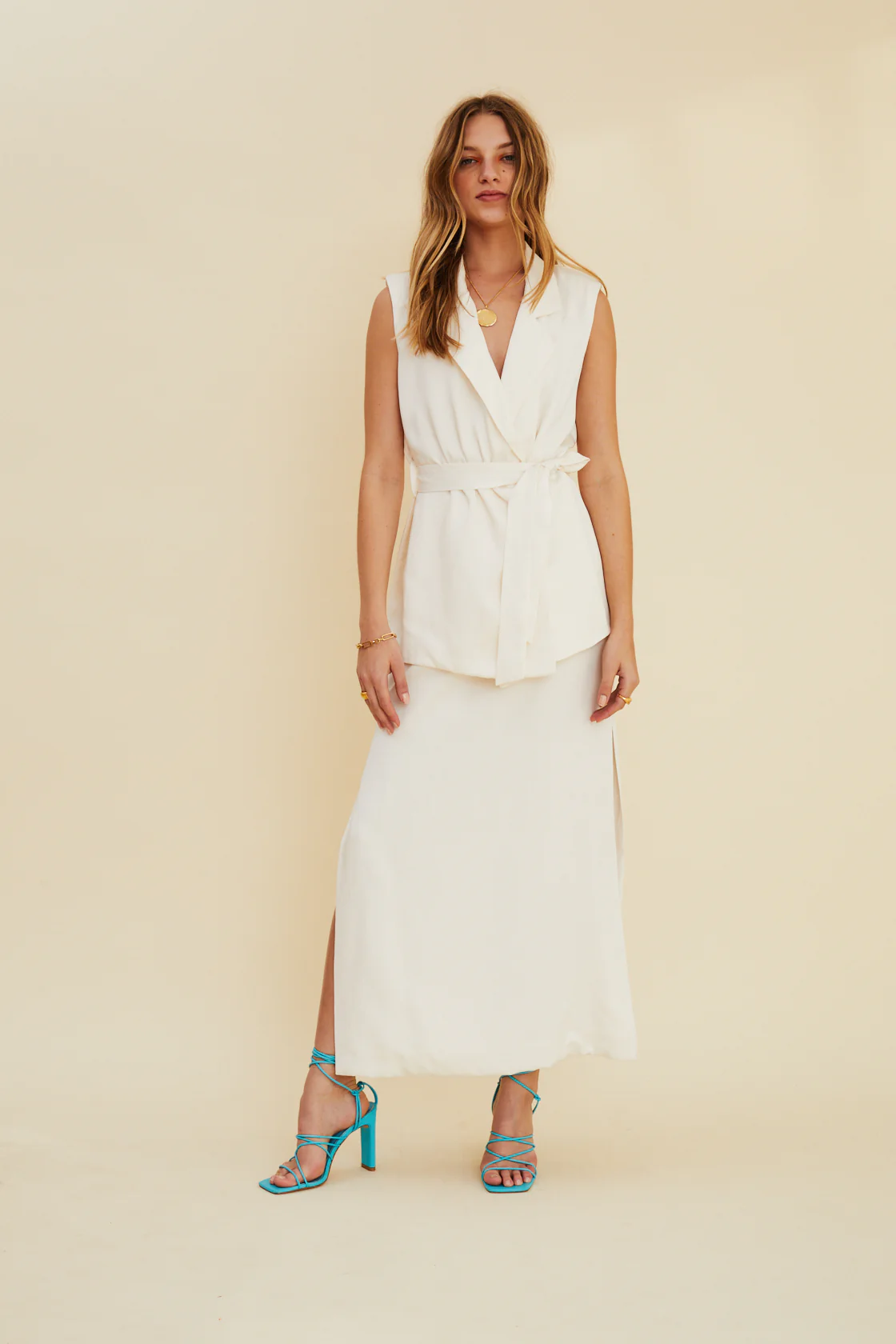 Lumin Sleeveless Blazer Ivory