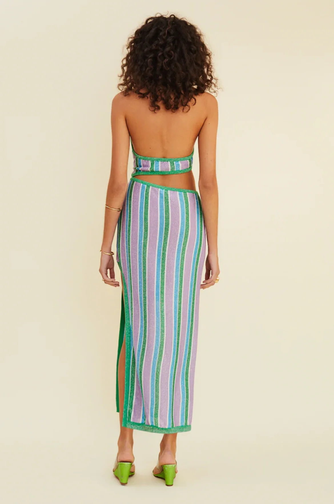 Lustor Halter Dress Metallic Stripe - Image 3