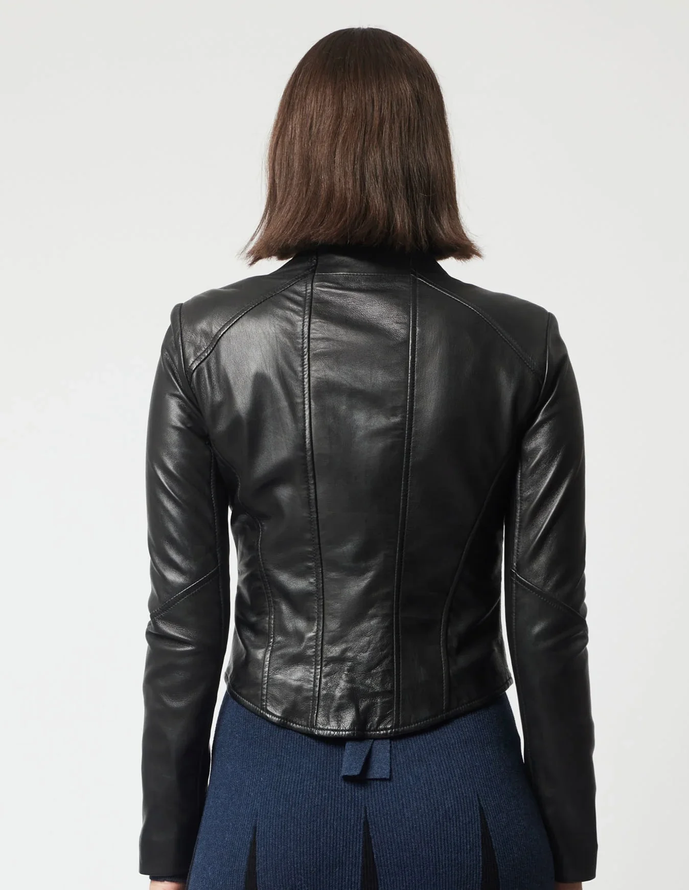 Mahal Panel Detail Leather Jacket BLACK - Image 4