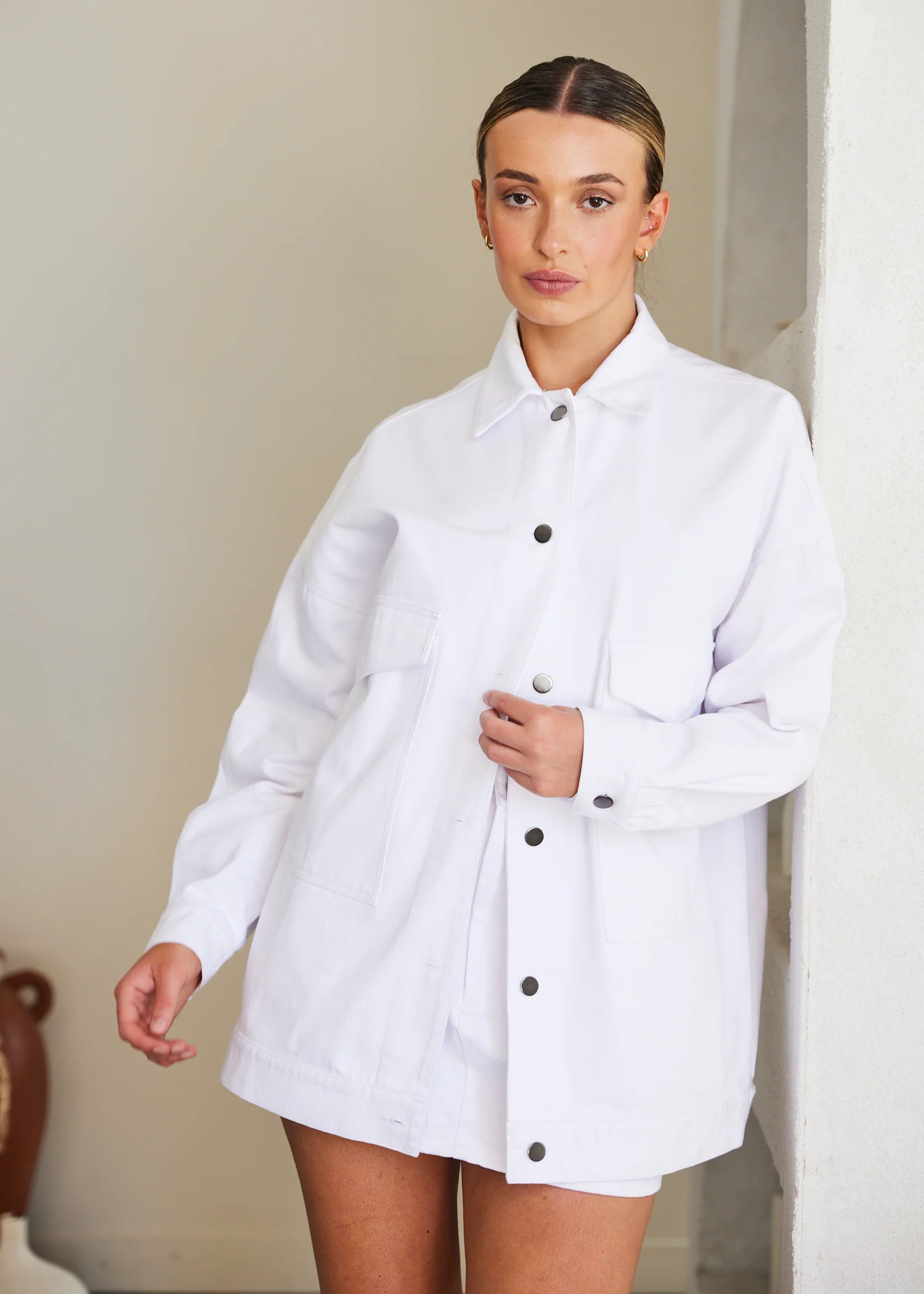 Malone Denim Jacket WHITE - Image 4