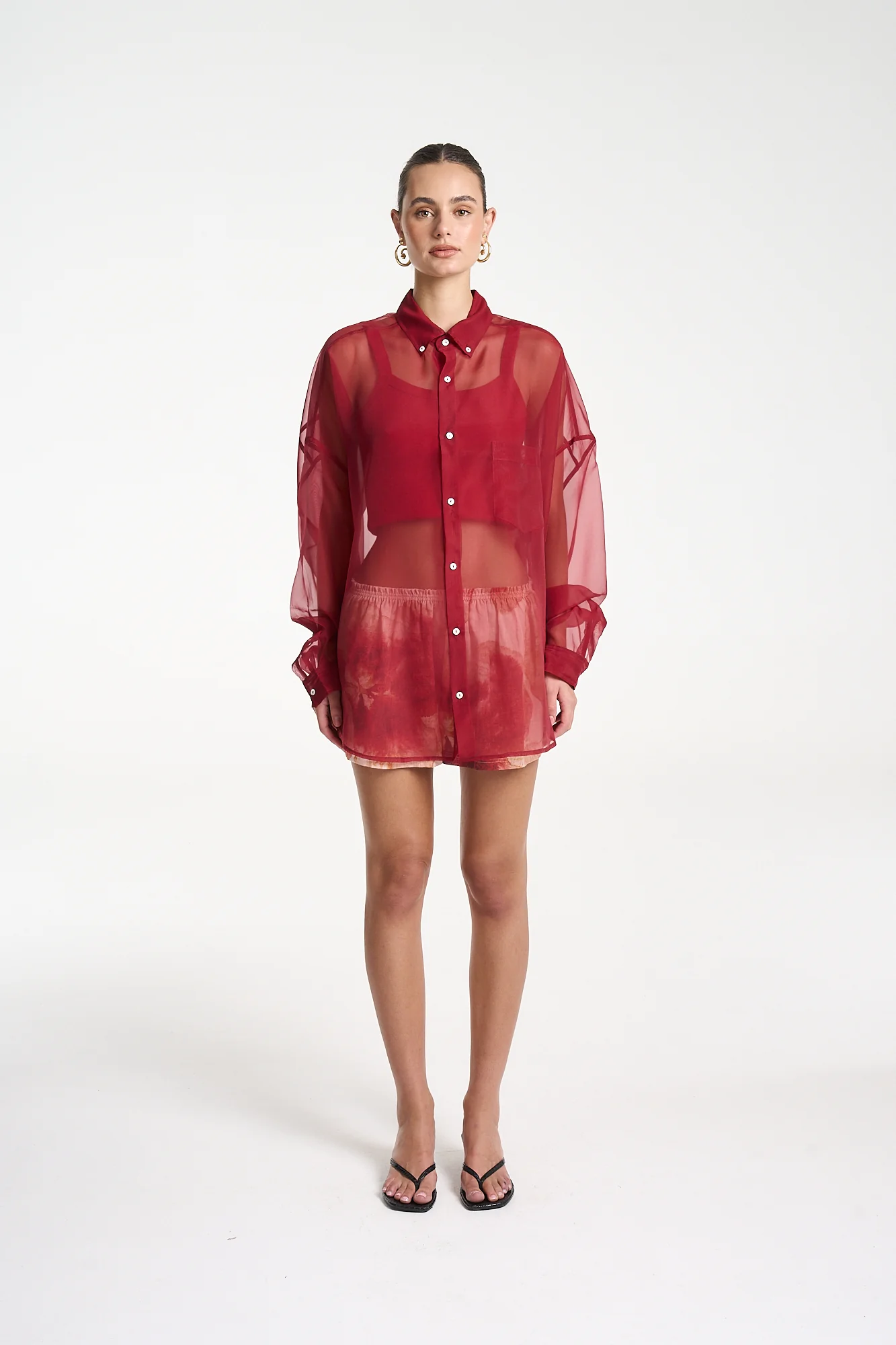 Mercurio Silk Shirt CARMINE RED - Image 2