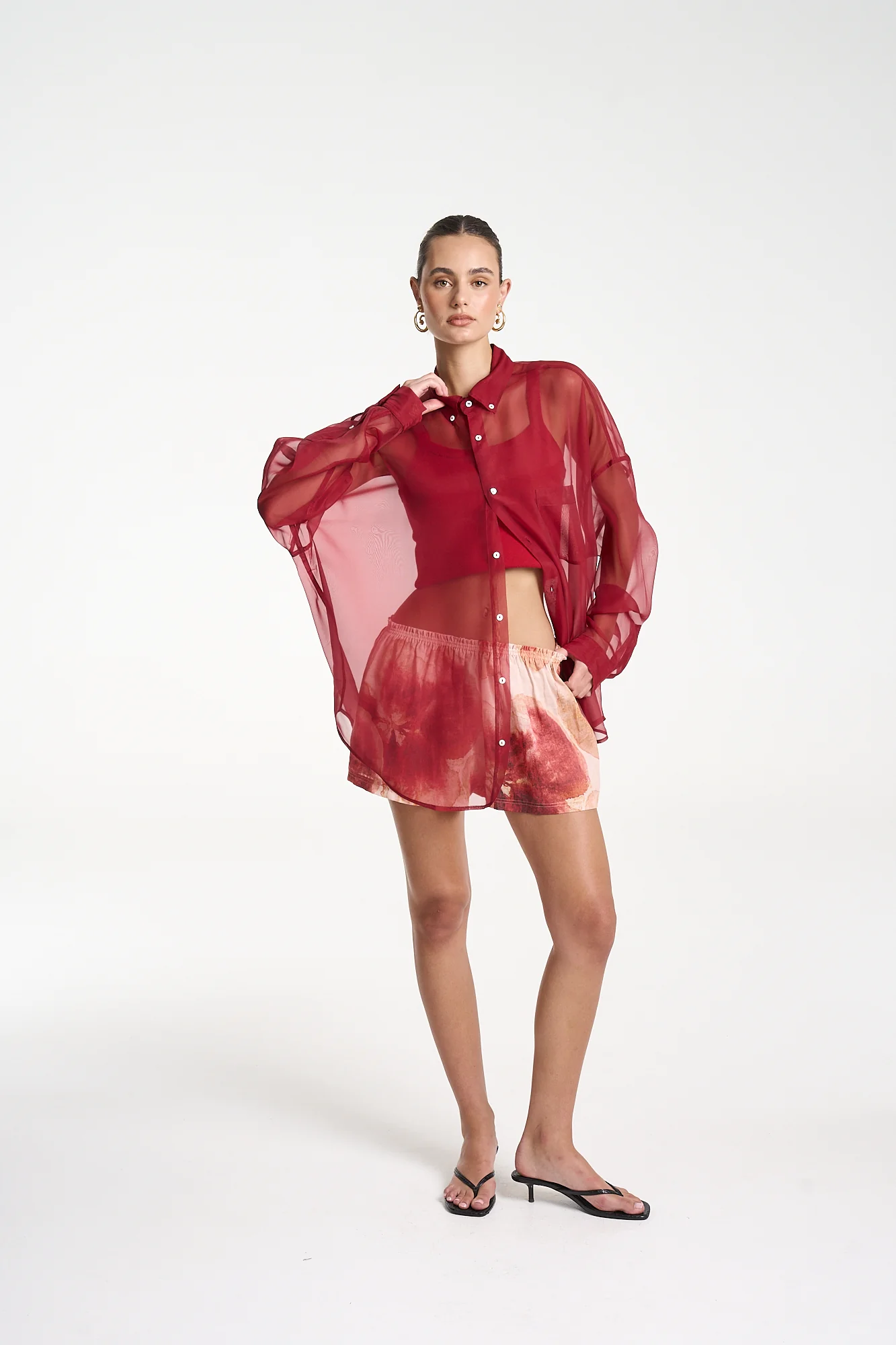 Mercurio Silk Shirt CARMINE RED - Image 5