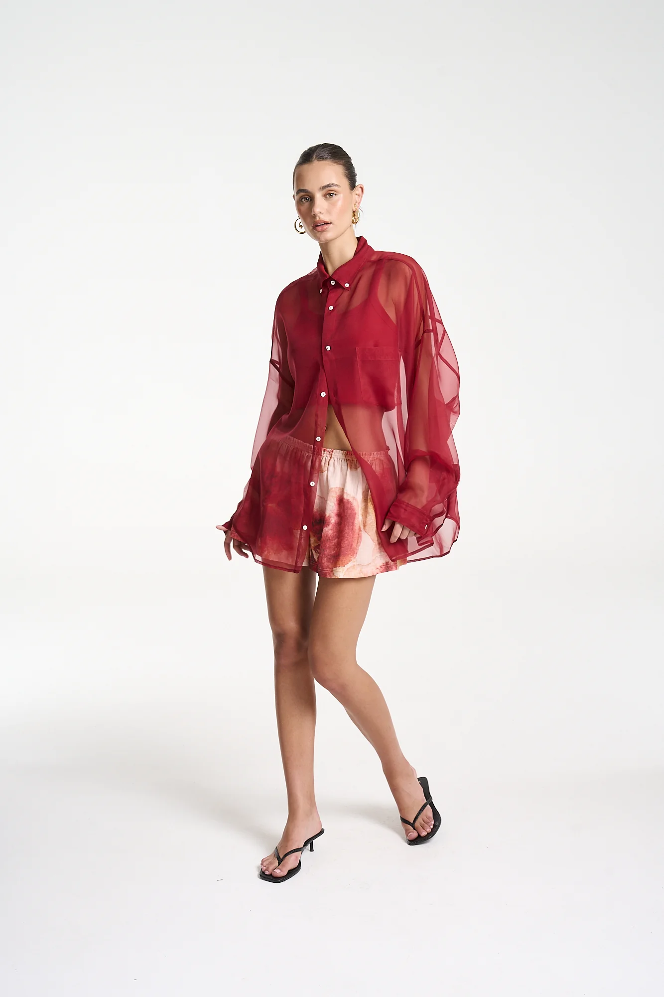 Mercurio Silk Shirt CARMINE RED - Image 6