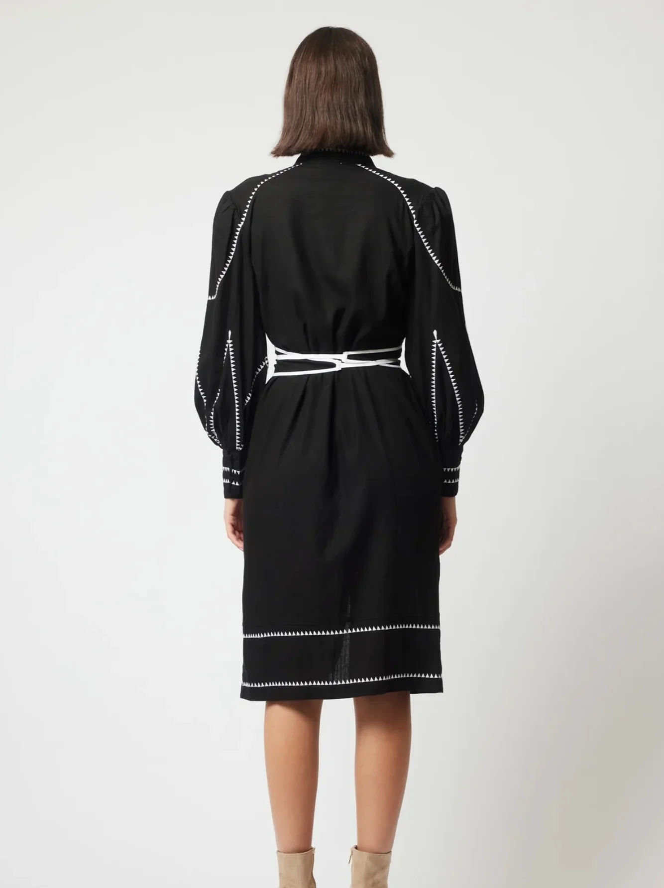 Meridian Embroidered Linen Viscose Dress - Image 5