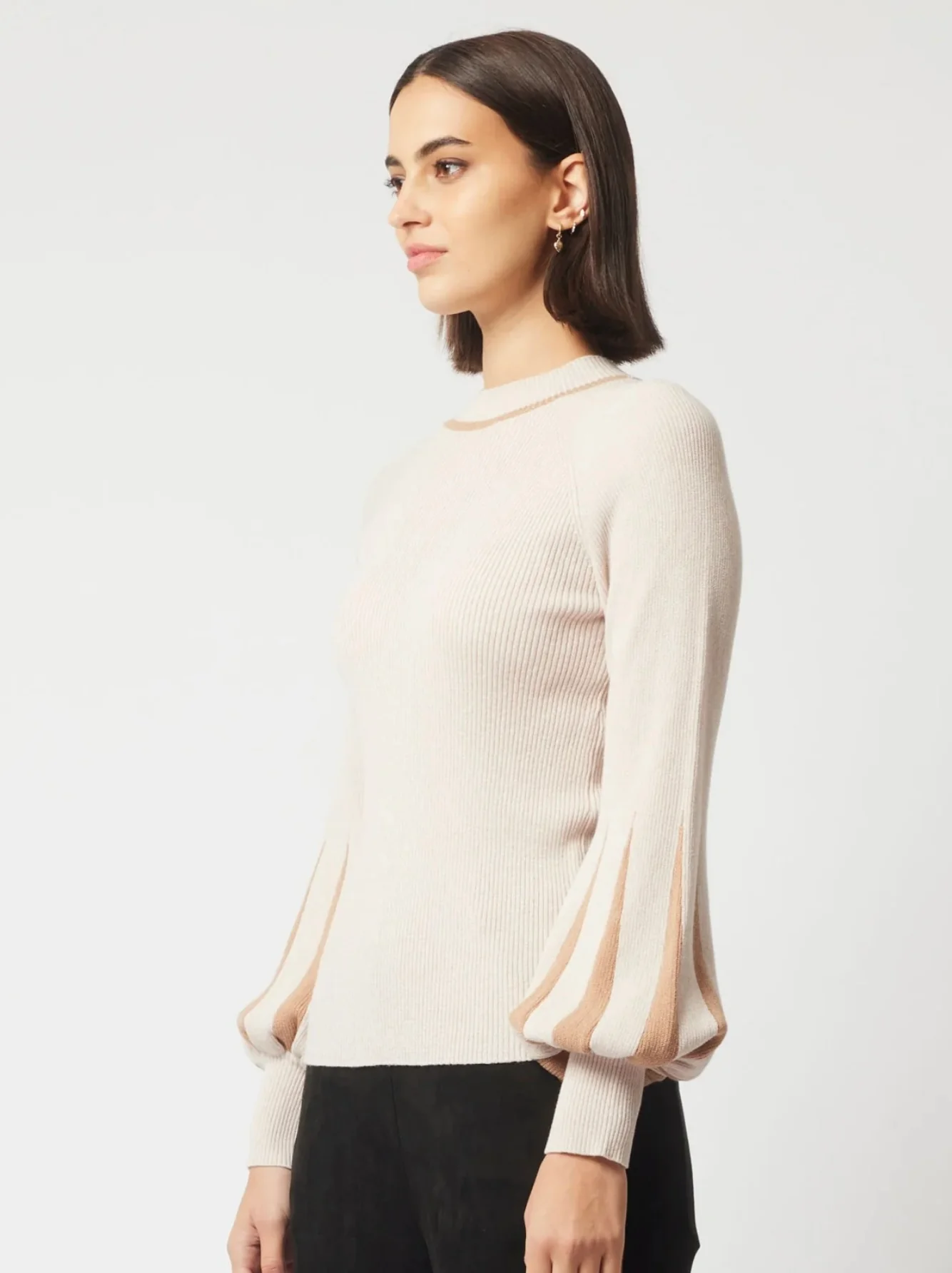 Meridian Merino Wool Blend Knit Top In Bamboo - Image 3