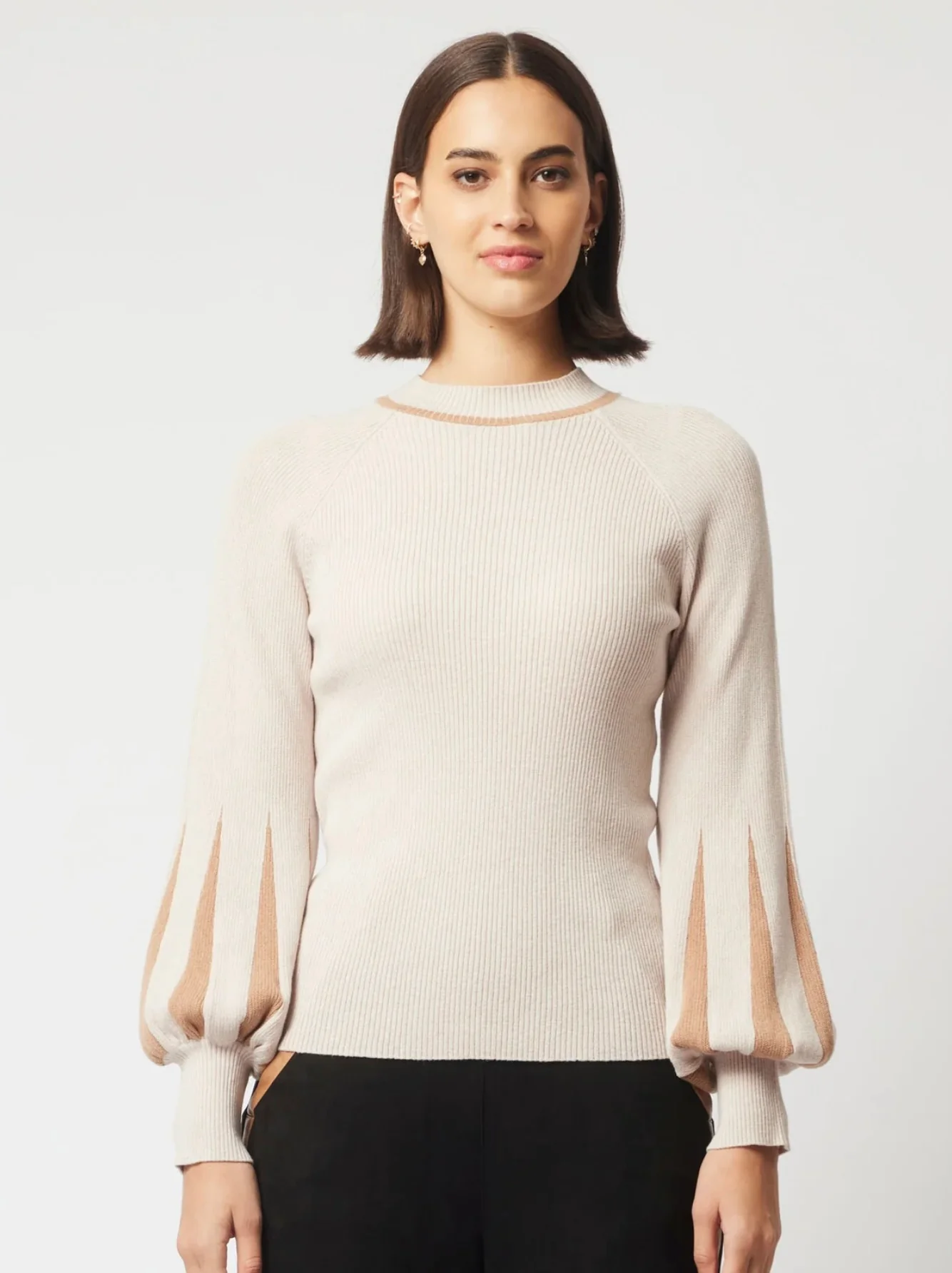 Meridian Merino Wool Blend Knit Top In Bamboo - Image 4