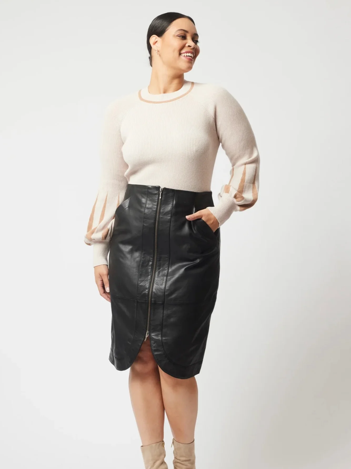 Meridian Merino Wool Blend Knit Top In Bamboo - Image 6