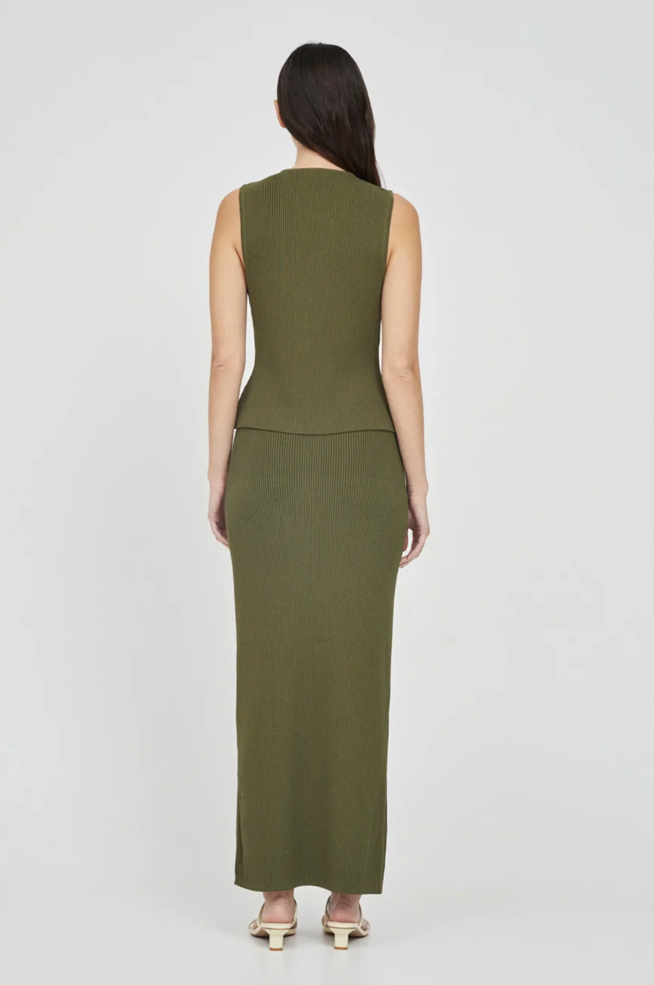 Mila Rib Skirt DARK KHAKI - Image 3