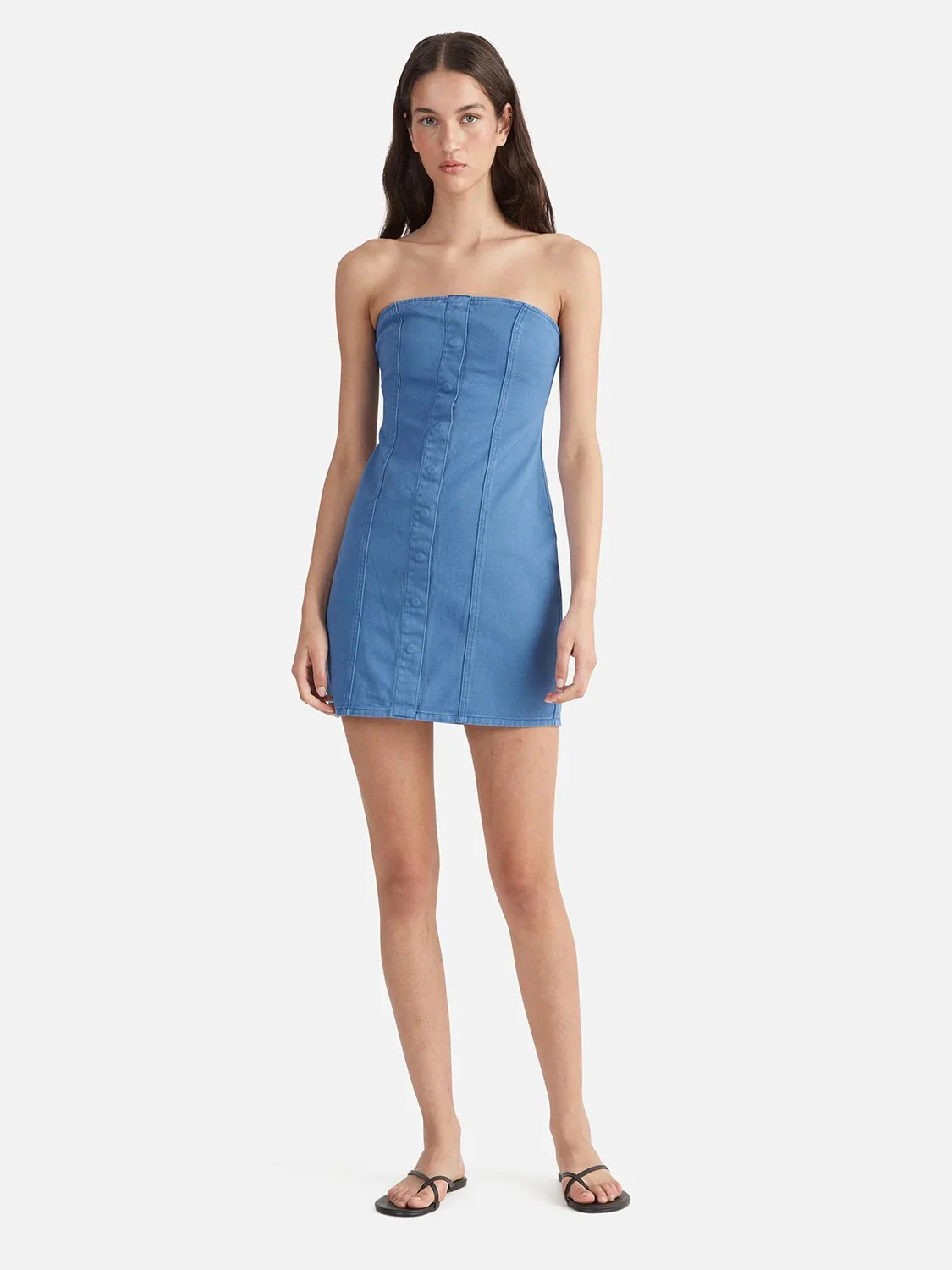 Monica Denim Mini Dress DAZZLING BLUE - Image 3