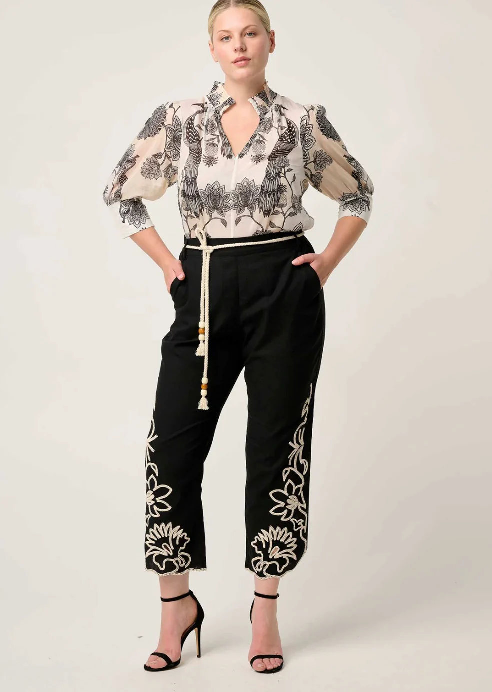 Oleander Cotton Silk Shirred Blouse IMPERIAL STONE - Image 4