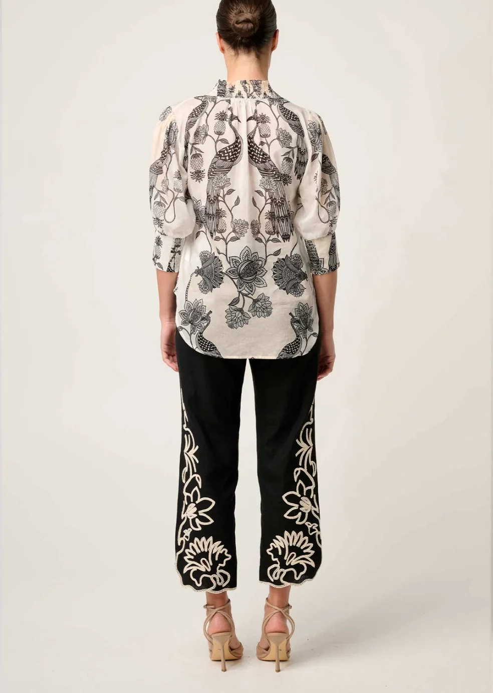 Oleander Cotton Silk Shirred Blouse IMPERIAL STONE - Image 6