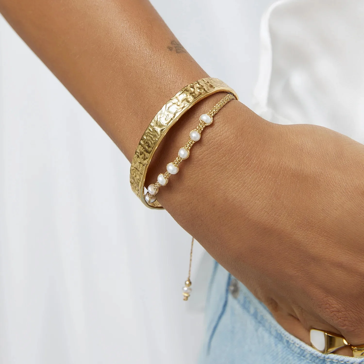 Olivia Gold Cuff Bracelet - Image 6