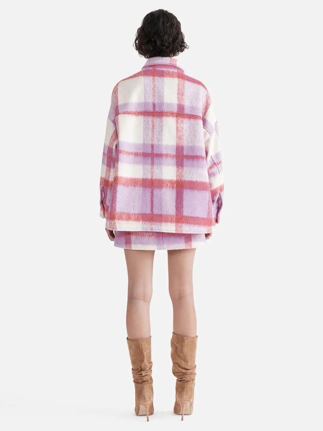 Ophelia Shacket Spiced Coral Check - Image 4