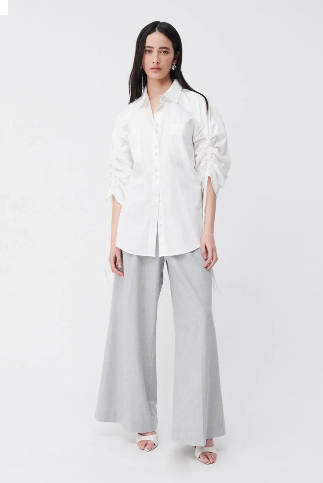 Orsay Ruched Sleeve Oversized Shirt IVORY - Image 4