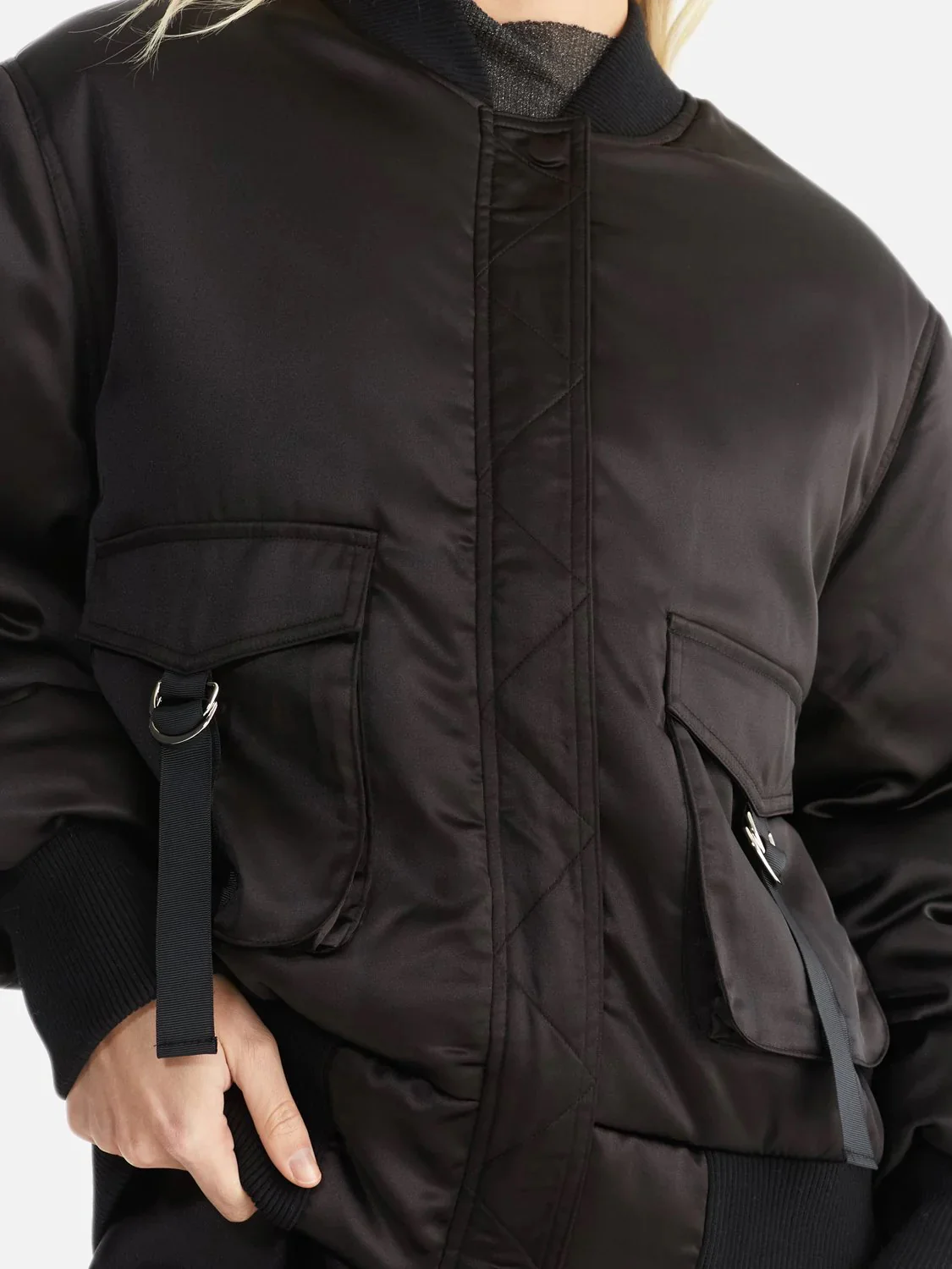 Penny Satin Bomber BLACK - Image 5
