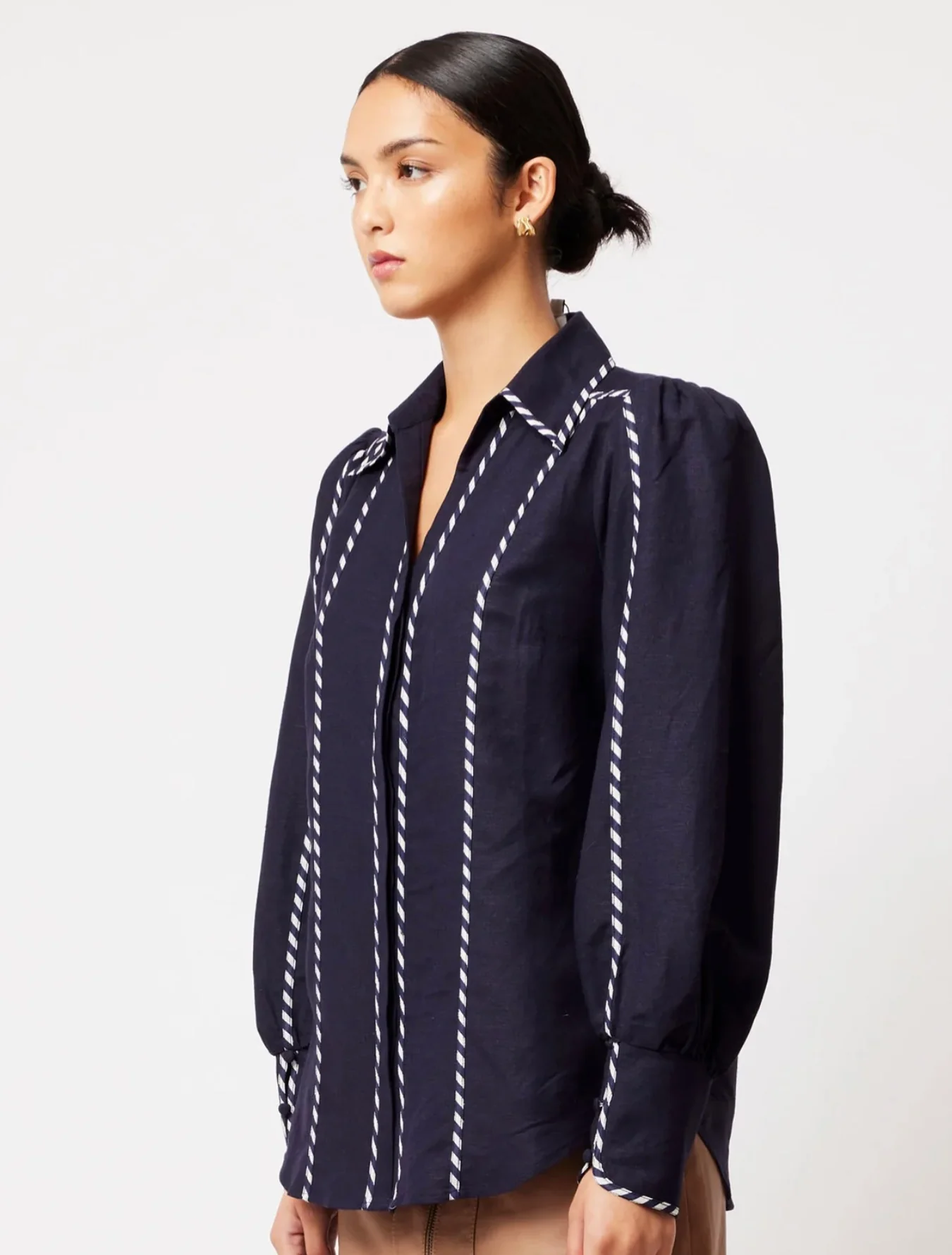 Pisces Linen Viscose Shirt in INK - Image 3