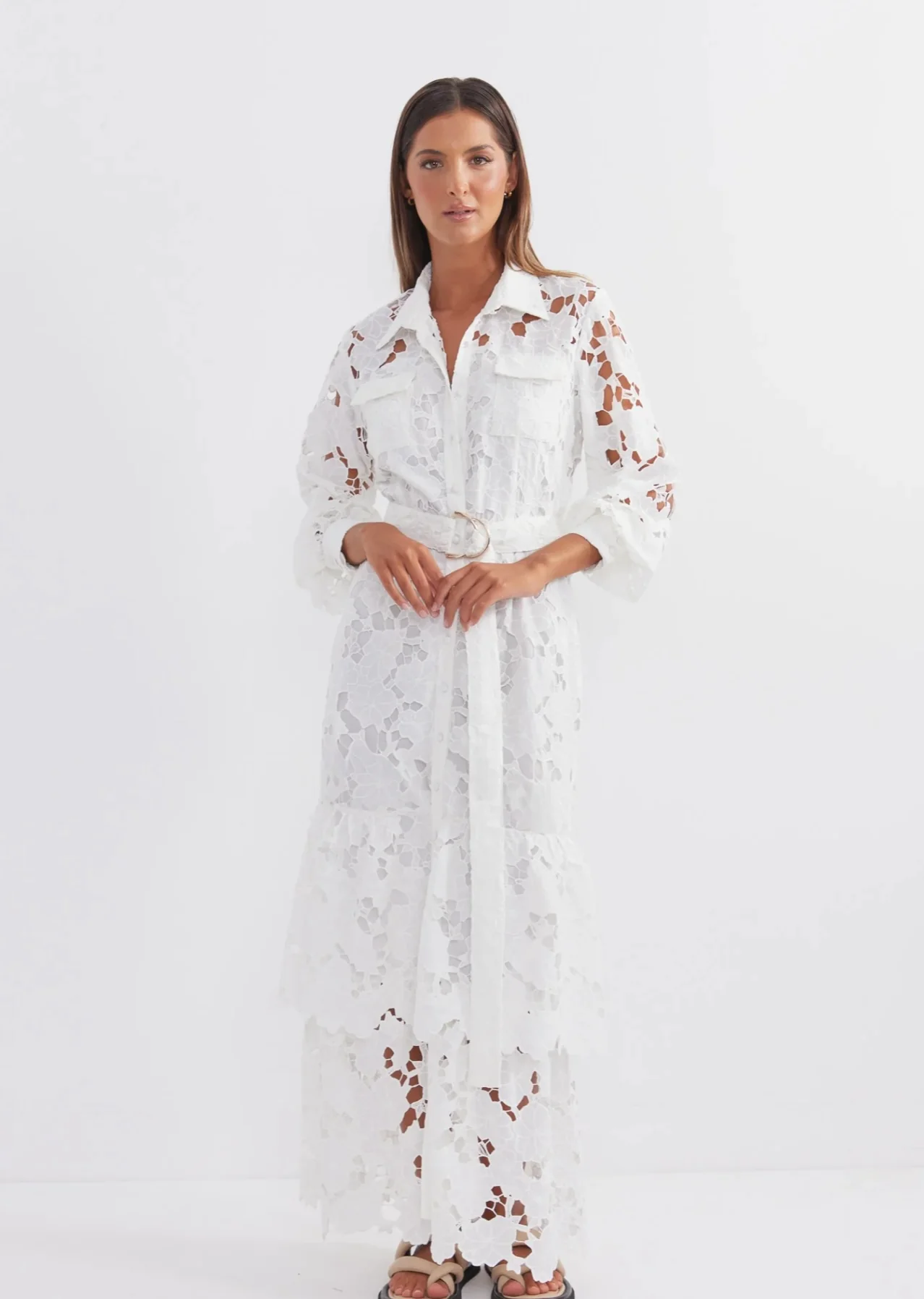 Promenade Shirt Dress Midi WHITE