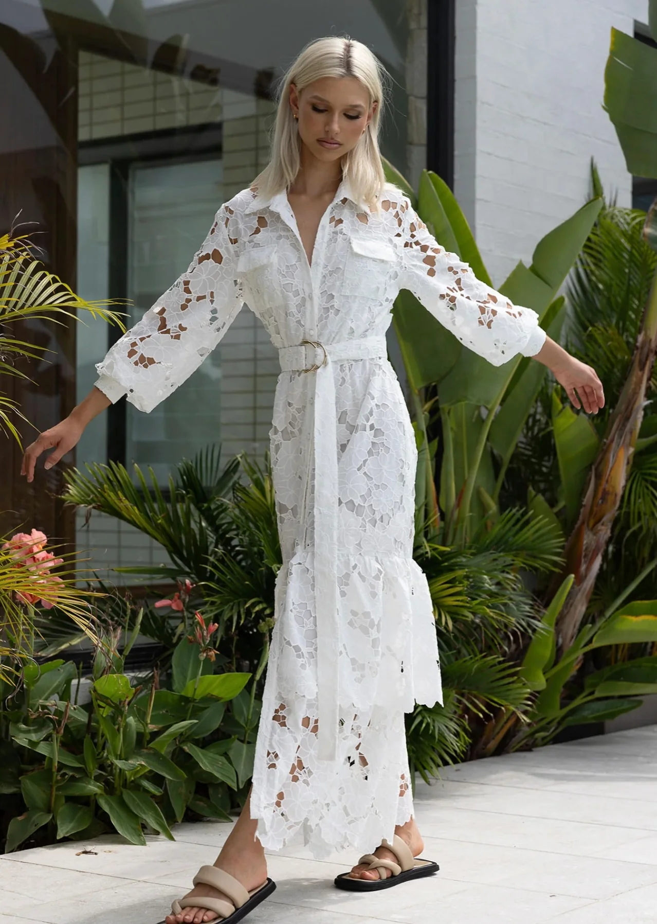 Promenade Shirt Dress Midi WHITE - Image 2