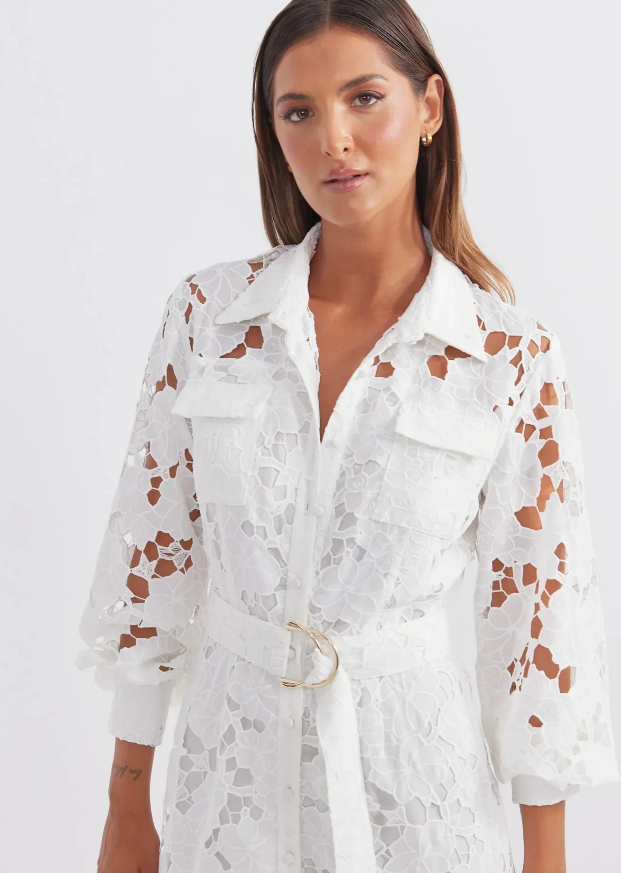 Promenade Shirt Dress Midi WHITE - Image 3