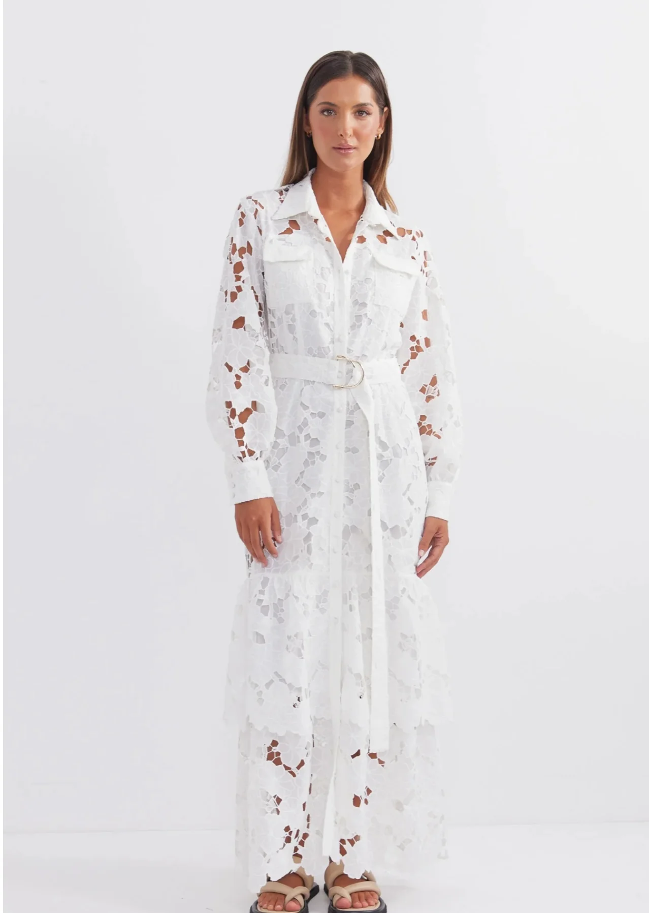 Promenade Shirt Dress Midi WHITE - Image 4
