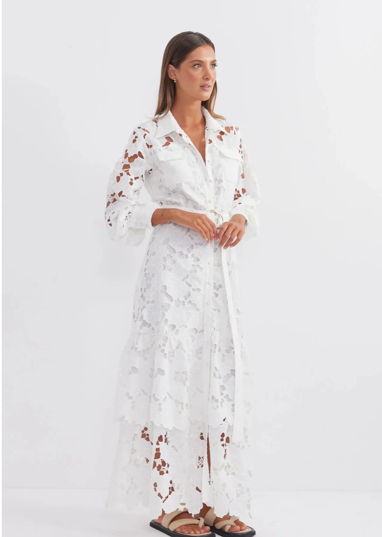 Promenade Shirt Dress Midi WHITE - Image 5