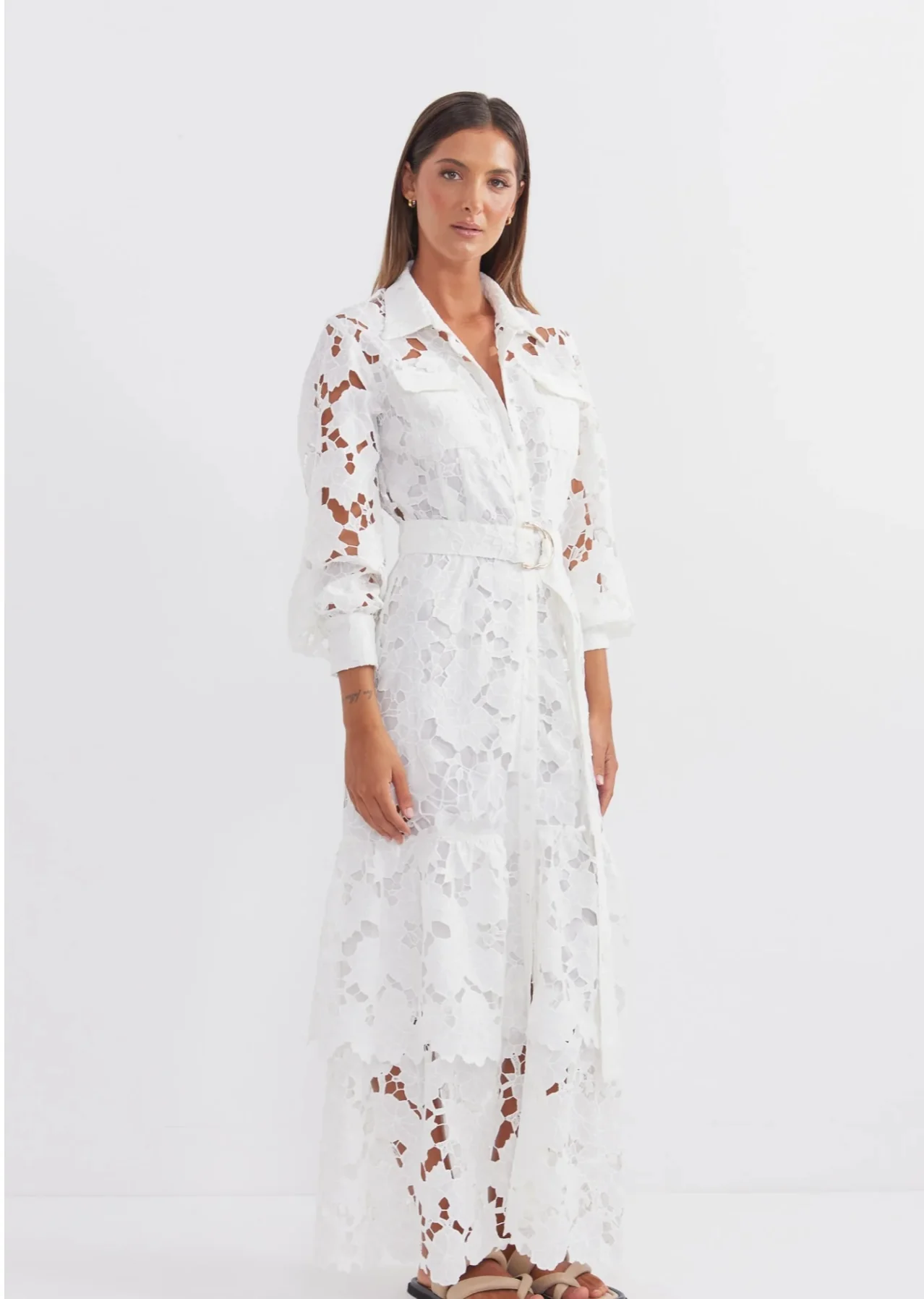 Promenade Shirt Dress Midi WHITE - Image 7