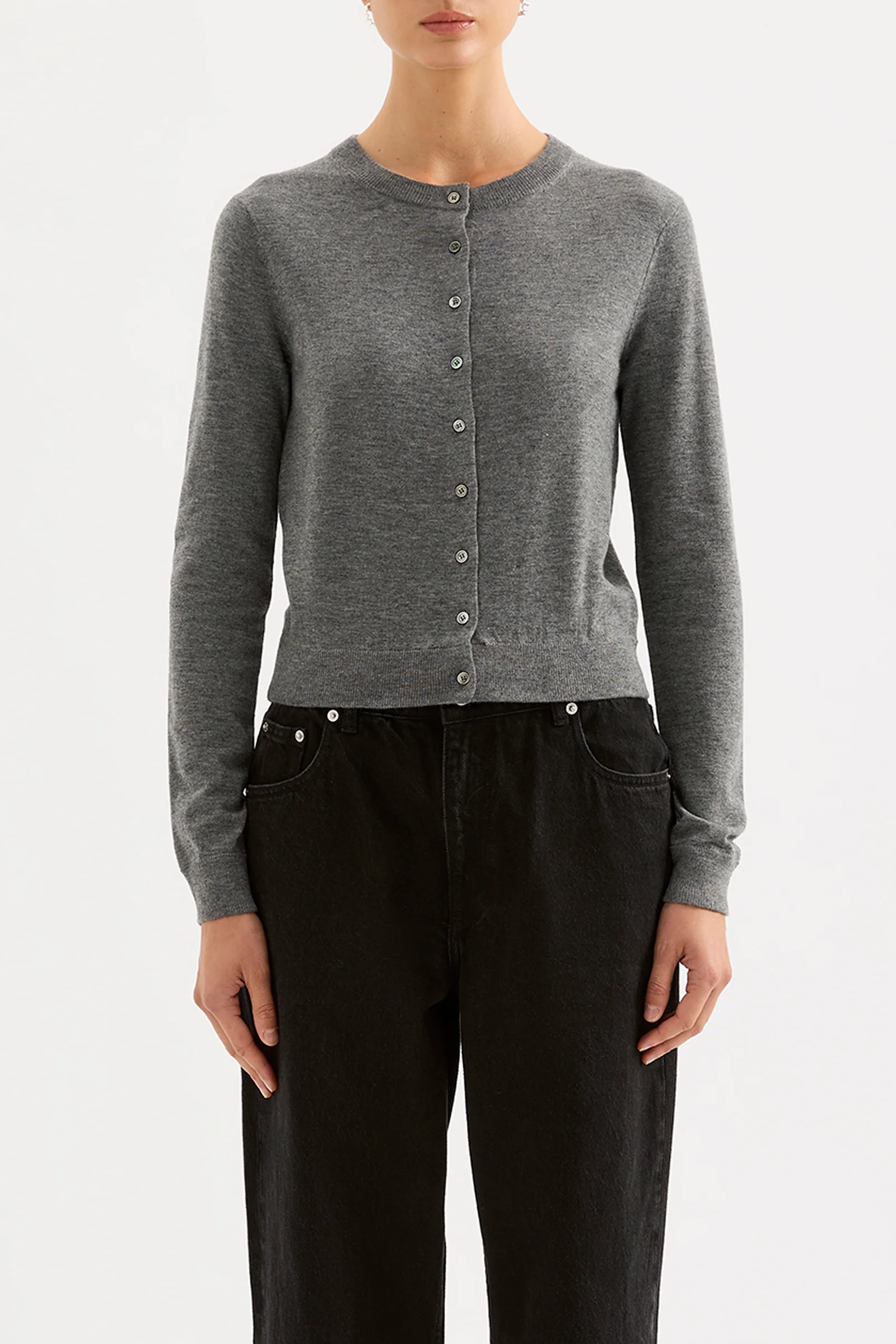 Rae Knit Cardigan CHARCOAL - Image 2