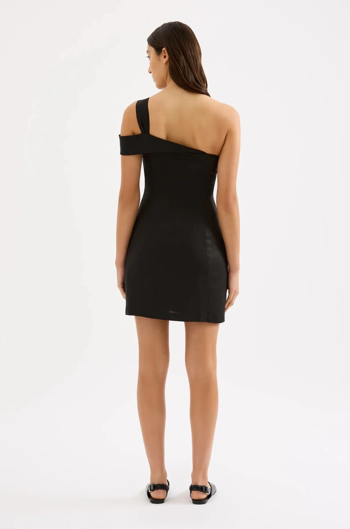 Reese Linen Mini Dress BLACK - Image 4
