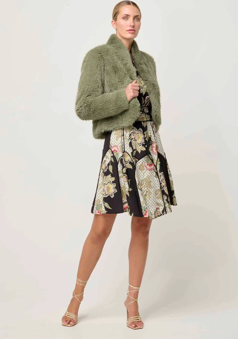 Reina Faux Fur Jacket in JADE MIST