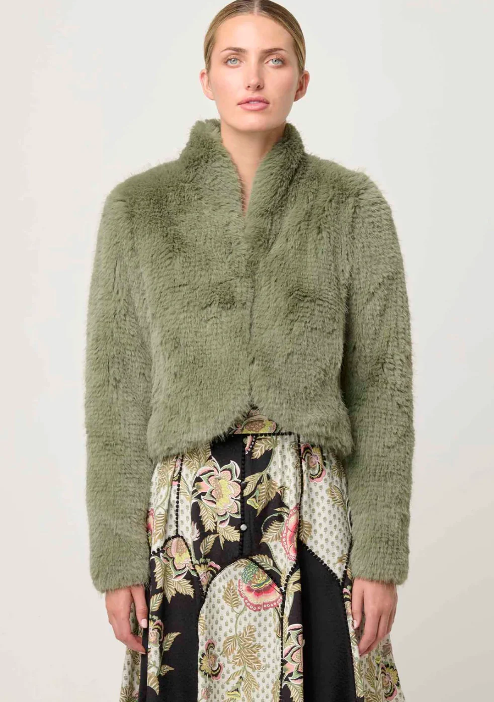 Reina Faux Fur Jacket in JADE MIST - Image 5