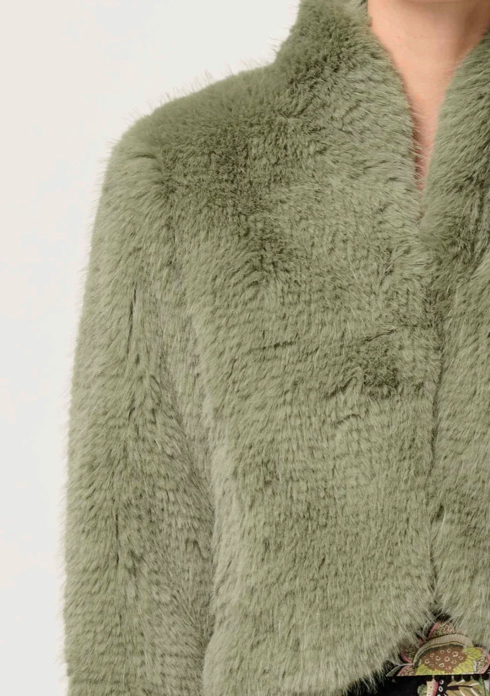 Reina Faux Fur Jacket in JADE MIST - Image 8