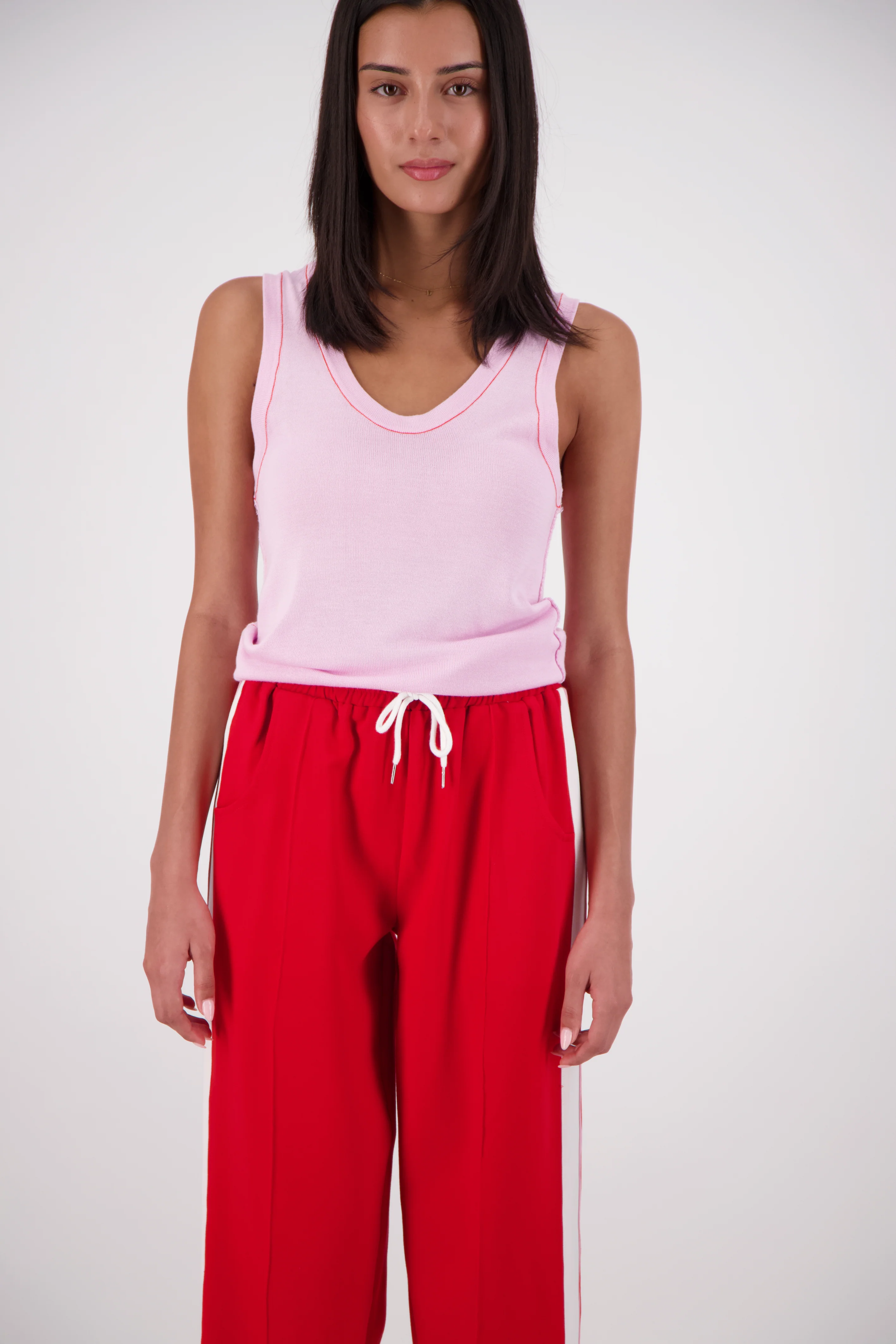 Riviera Contrast Scoop Neck Knit Tank PINK