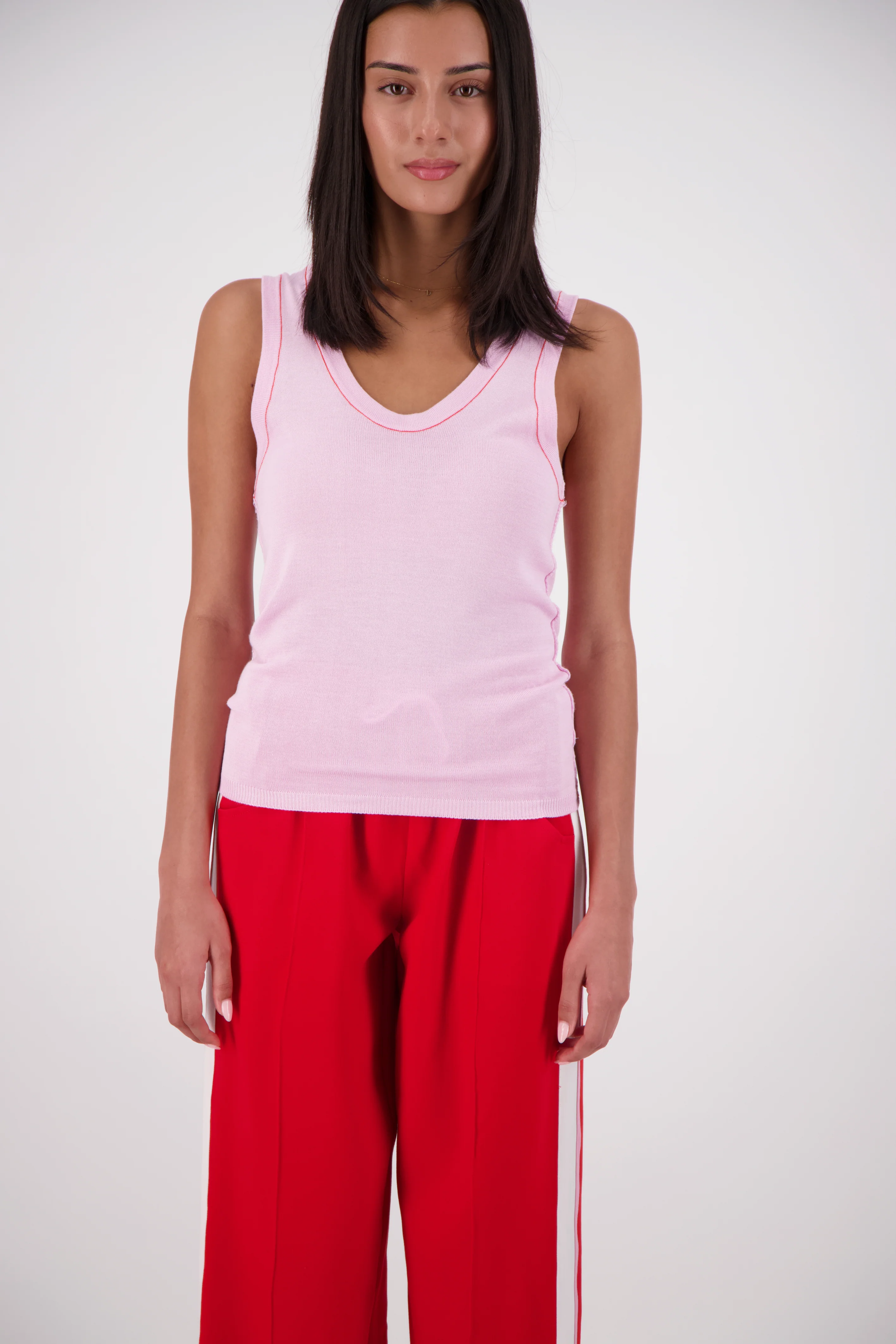 Riviera Contrast Scoop Neck Knit Tank PINK - Image 6