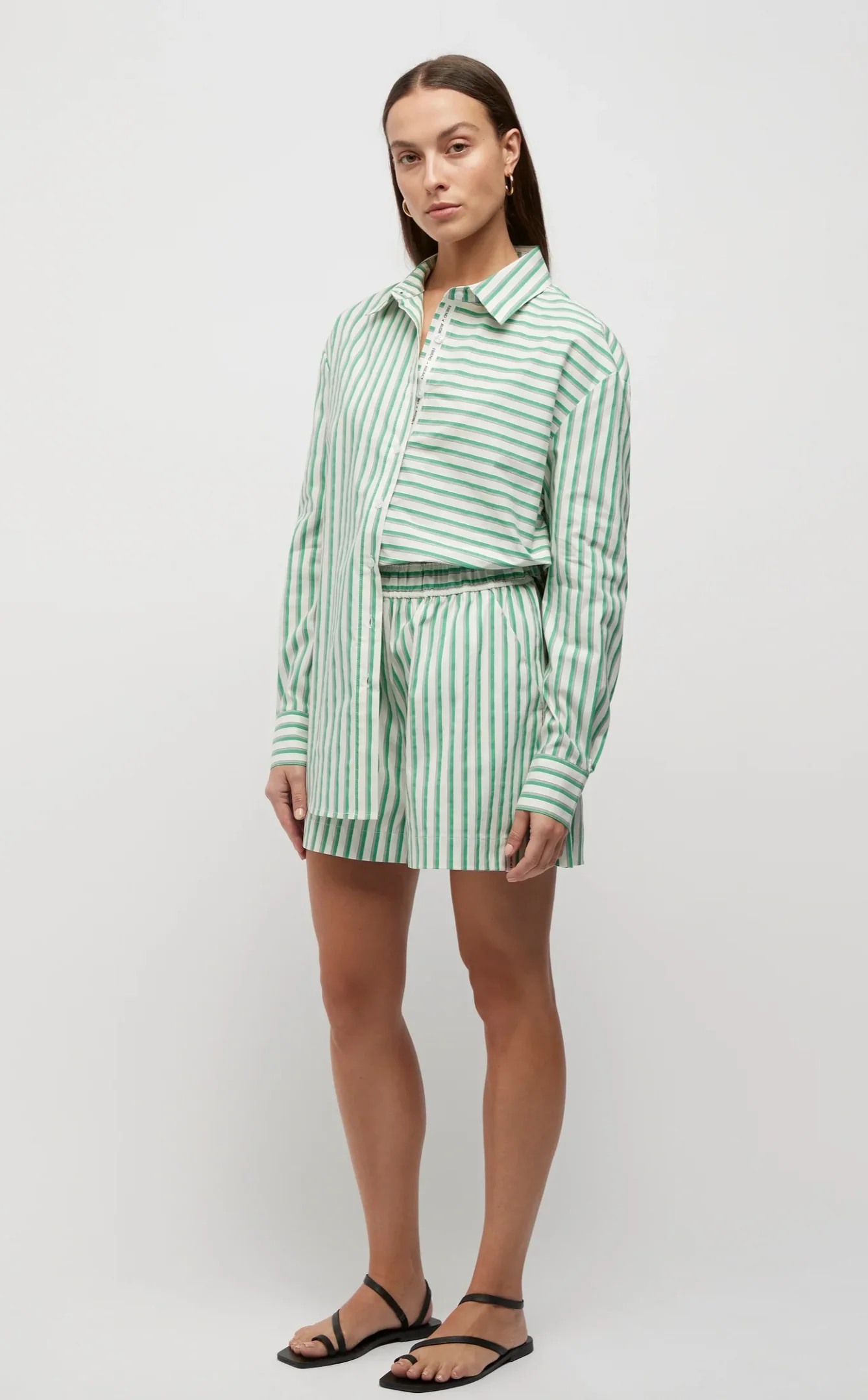 Riviera Striped Shorts Green Stripe - Image 3