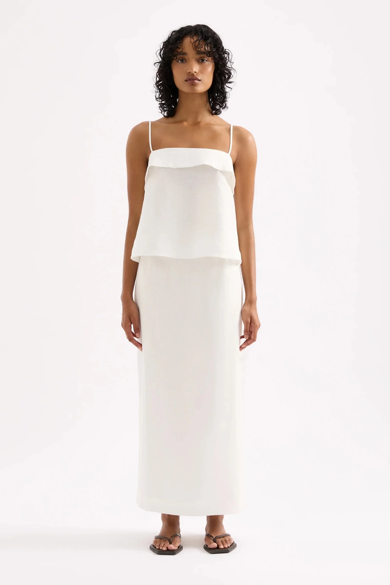 Sadie Linen Maxi Skirt WHITE - Image 2