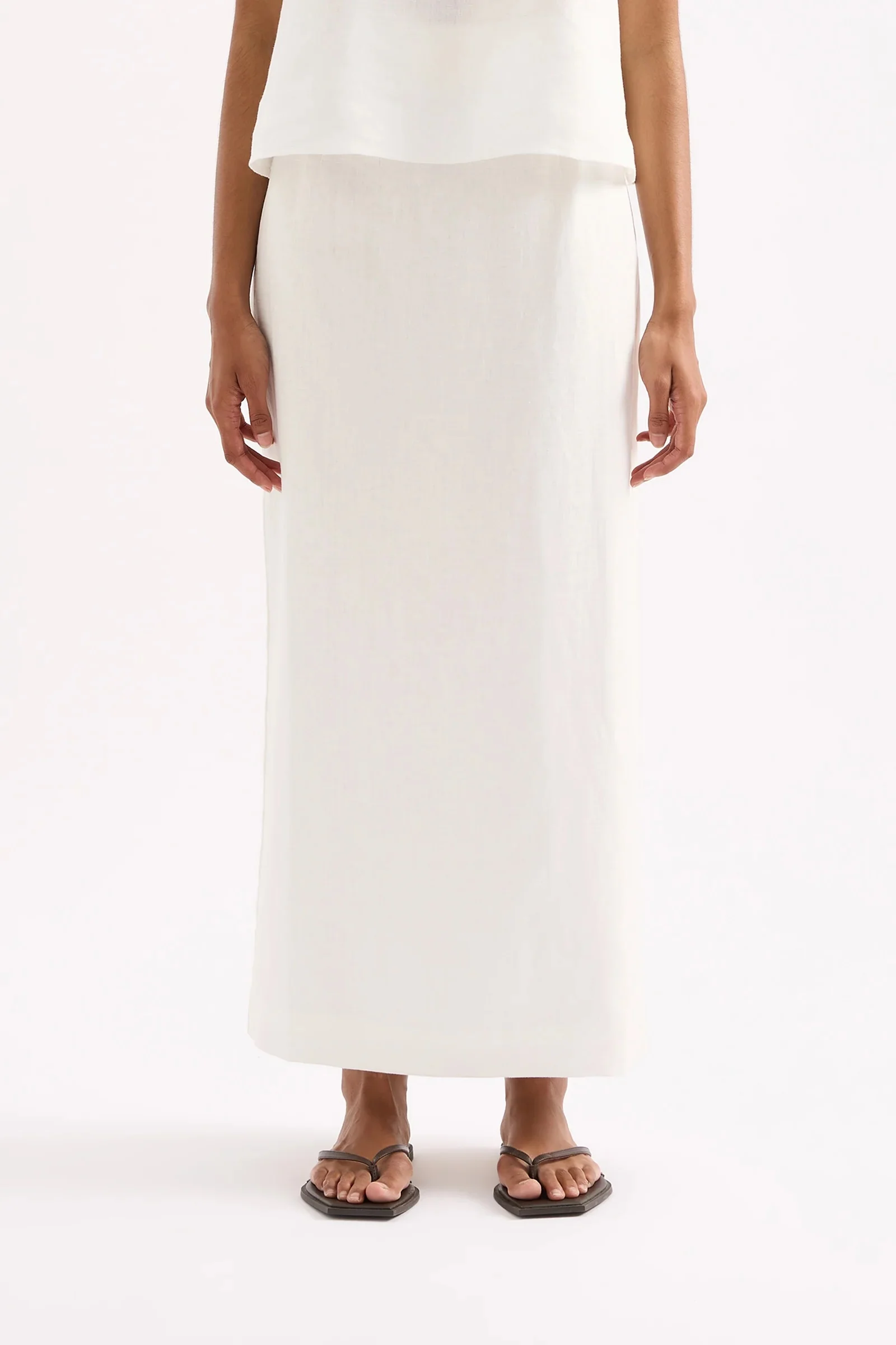 Sadie Linen Maxi Skirt WHITE - Image 3