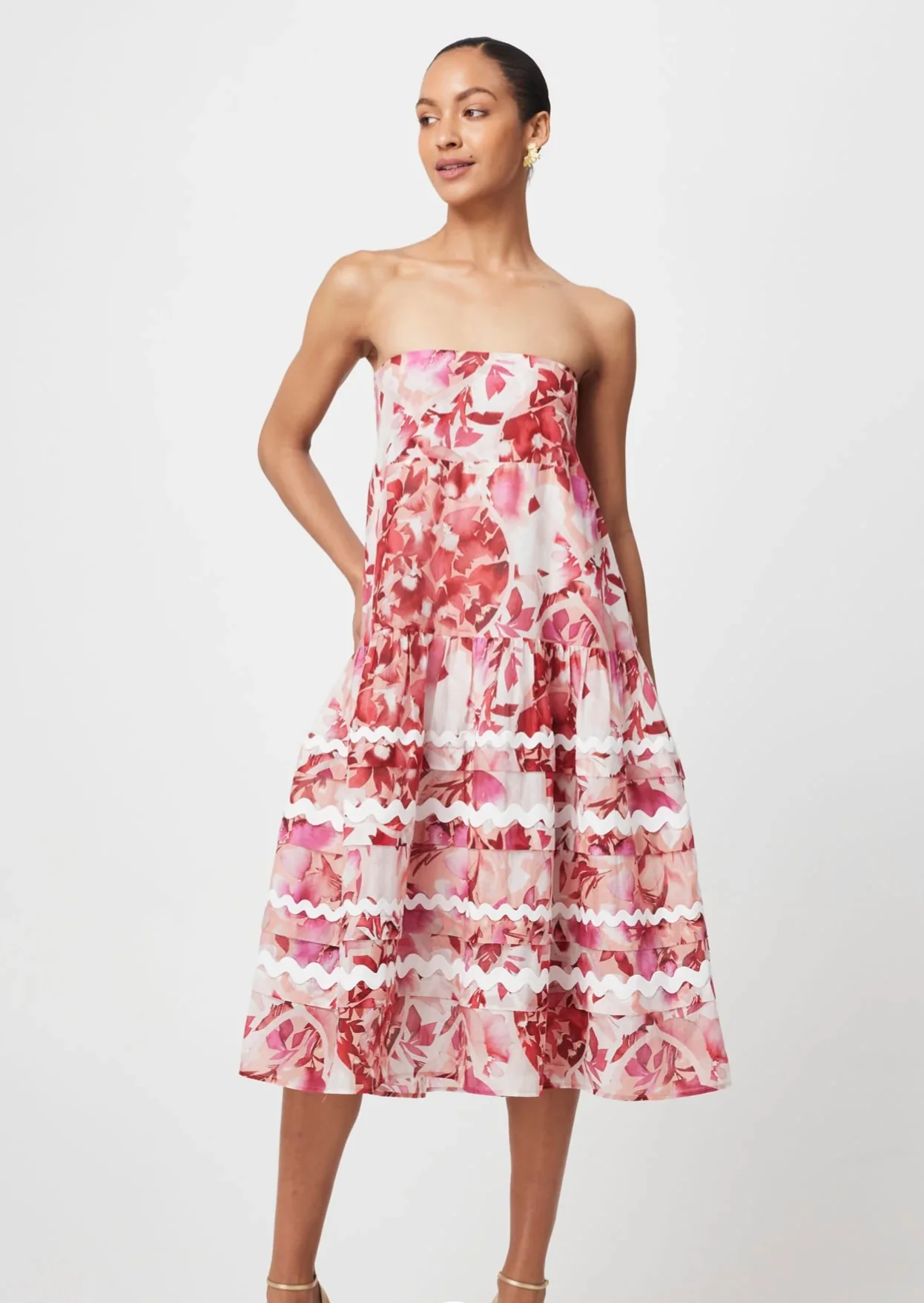 Sanibel Cotton Silk Skirt FLAMINGO FLOWER - Image 2