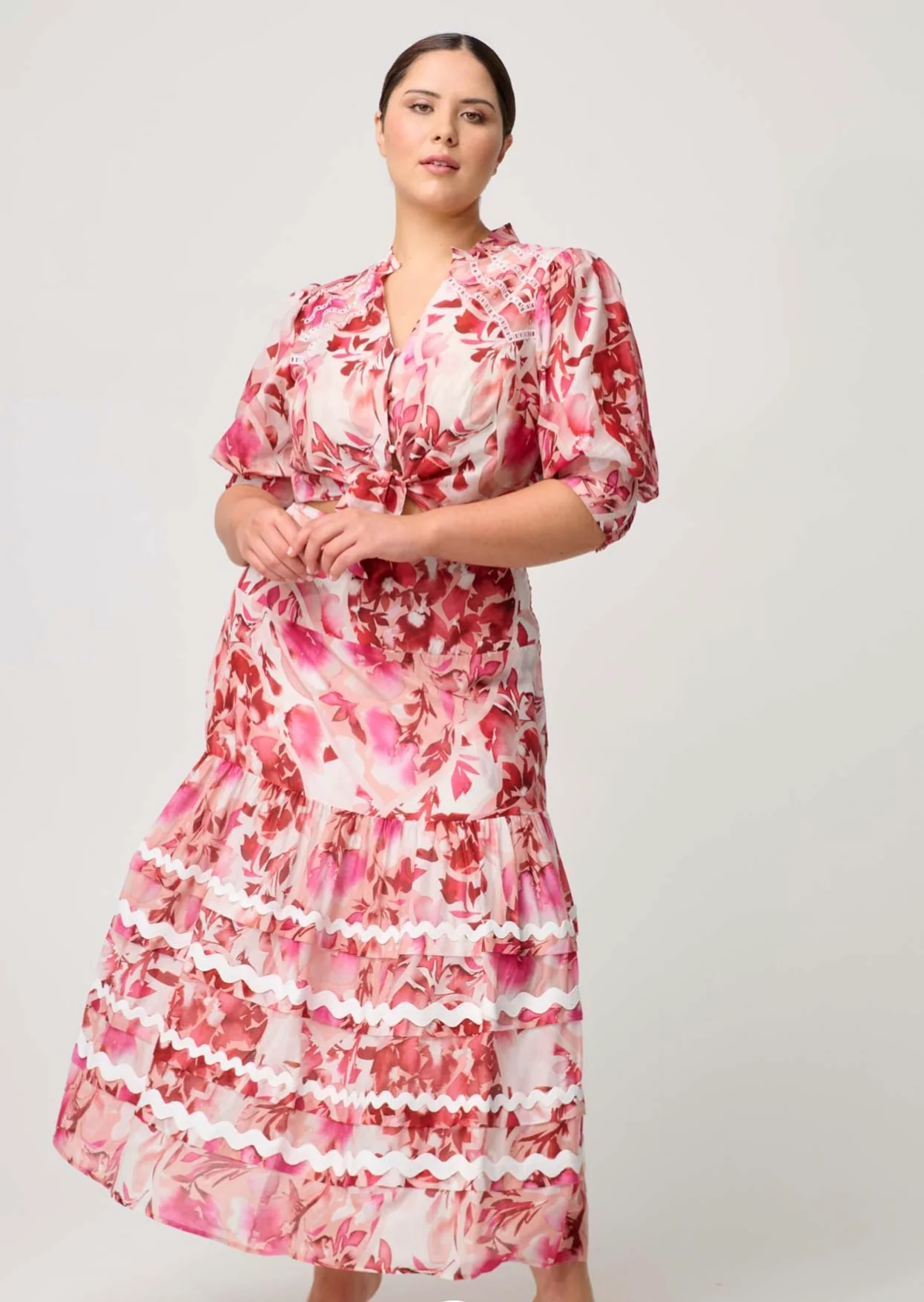 Sanibel Cotton Silk Skirt FLAMINGO FLOWER - Image 4
