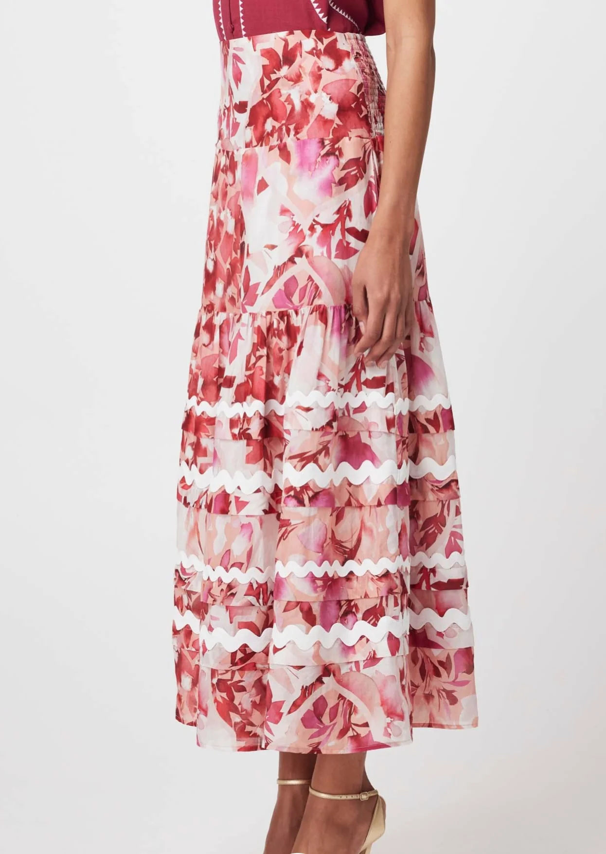Sanibel Cotton Silk Skirt FLAMINGO FLOWER - Image 5