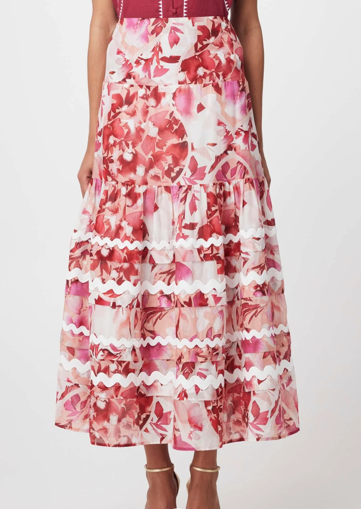 Sanibel Cotton Silk Skirt FLAMINGO FLOWER - Image 6