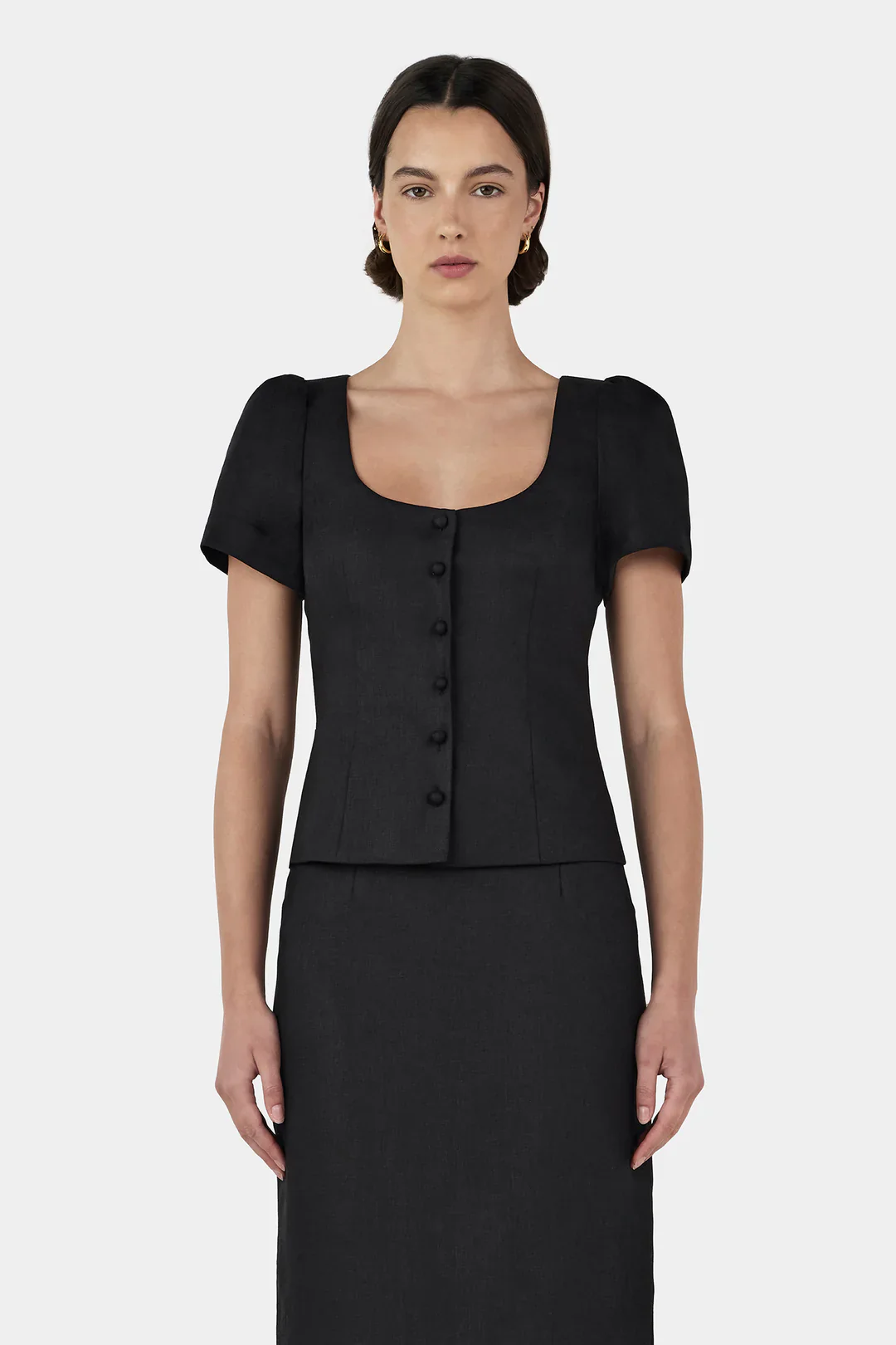Sellar Linen Top BLACK