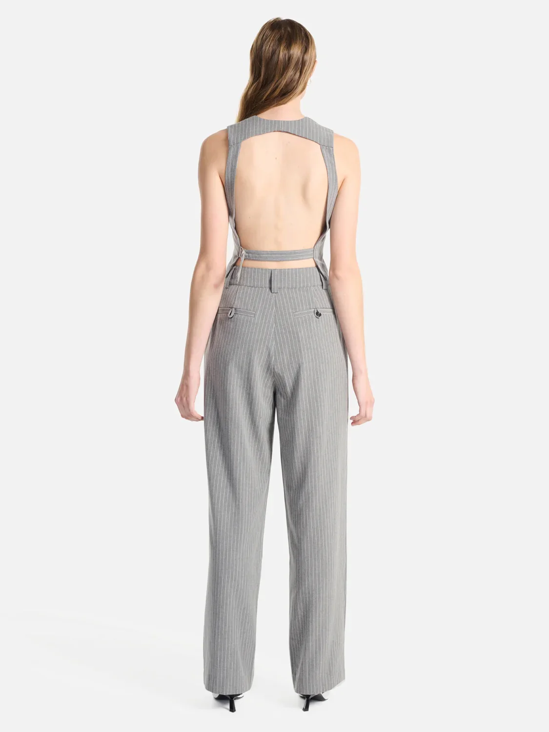 Serena Tailored Pant Grey Pin Stripe - Image 3