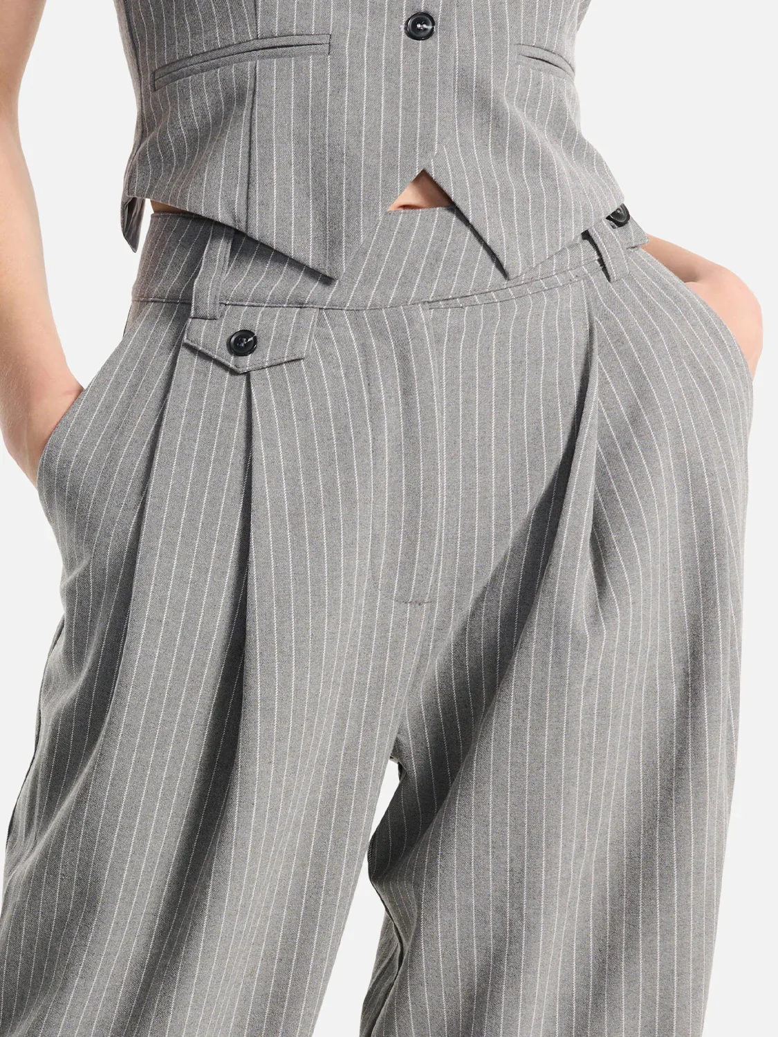 Serena Tailored Pant Grey Pin Stripe - Image 4