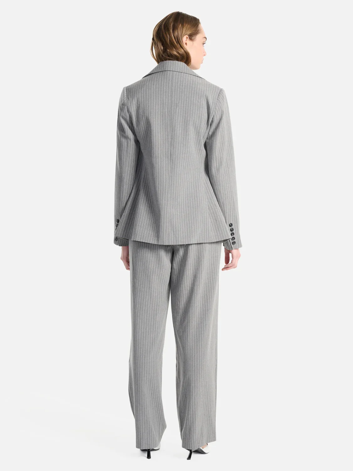 Serena Tailored Blazer Grey Pin Stripe - Image 3
