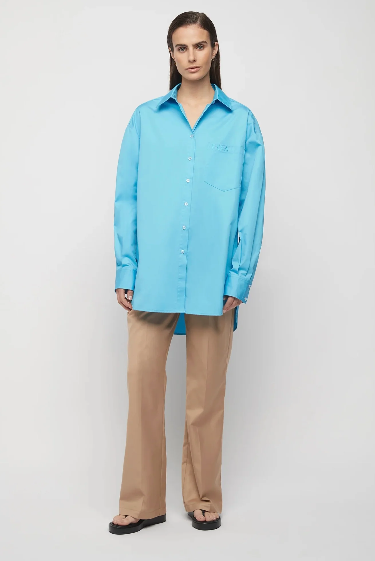 Signature Cotton Shirt - Azure Blue - Image 3